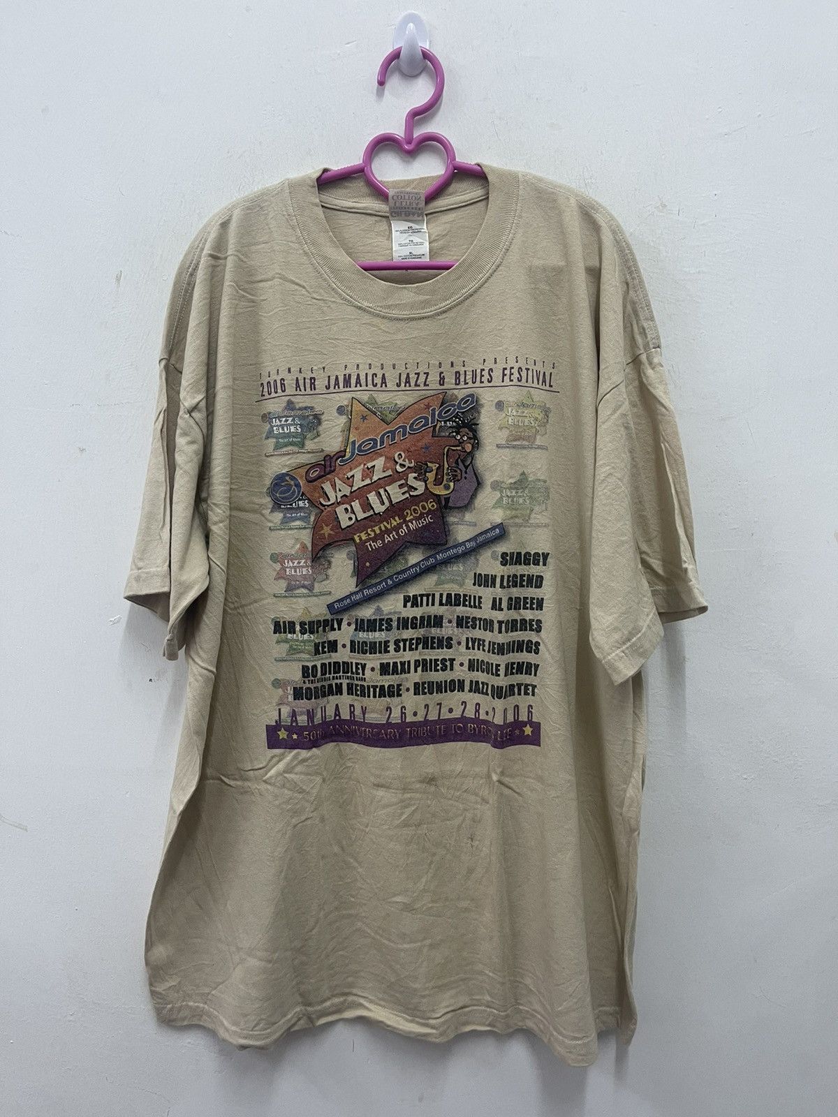 image of Band Tees x Rock T Shirt Vintage Air Jamaica Jazz & Blues Festival 2006 Promo in Brown (Size XL)