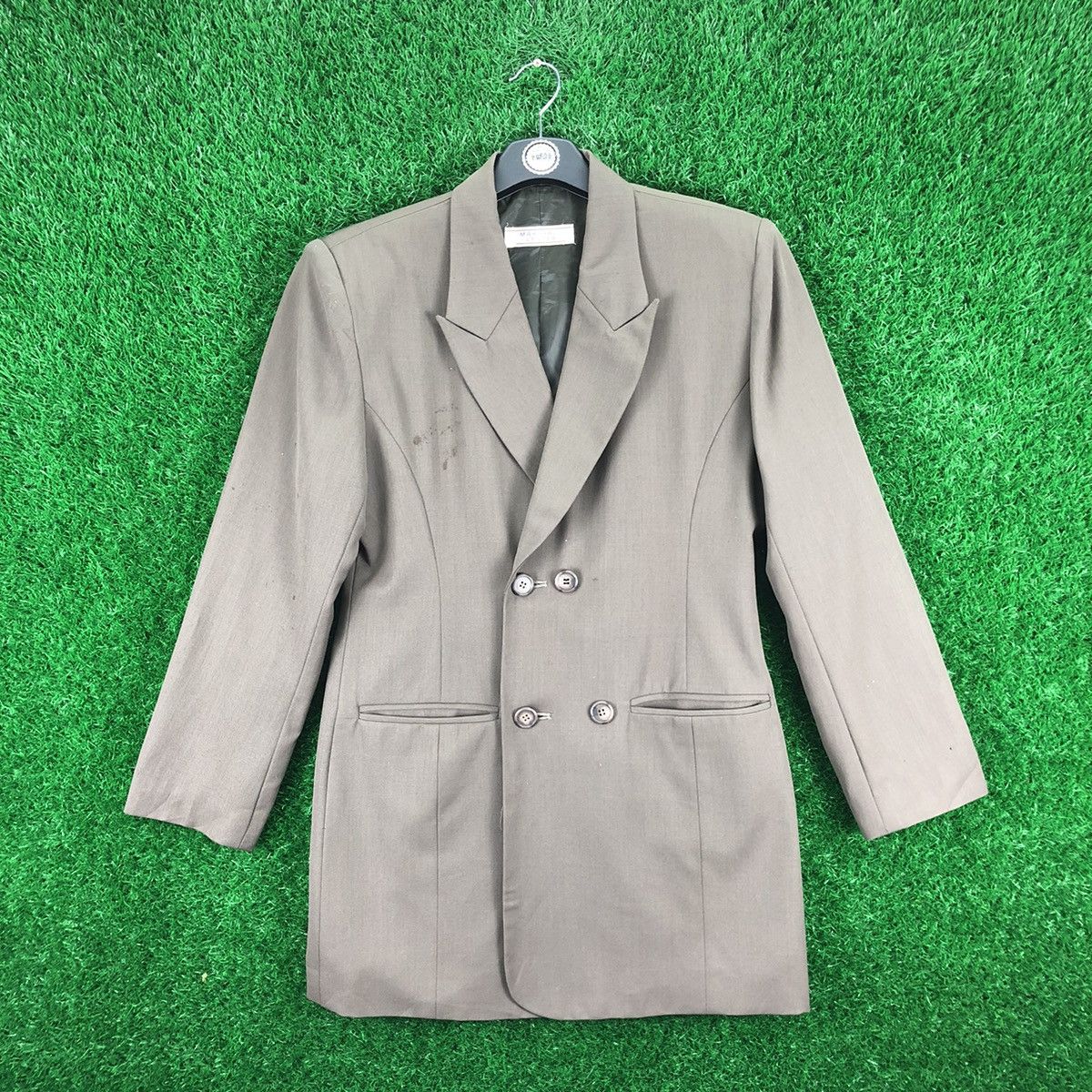 image of Vintage 80's Marshall Lester Women Pea Coat Blazer in Olive Dark (Size Small)