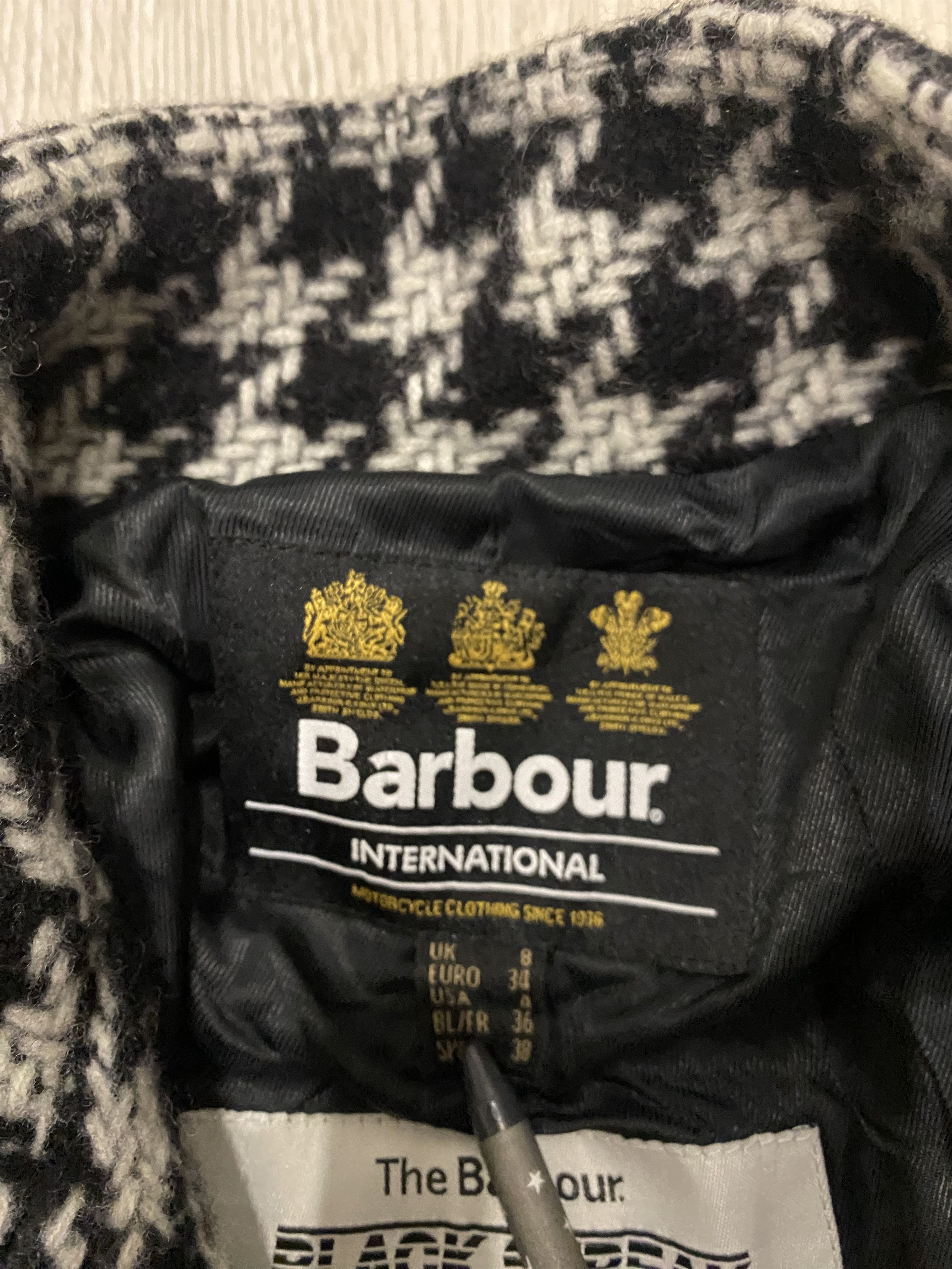 Barbour International Black Streak Popham Wool jacket Size S