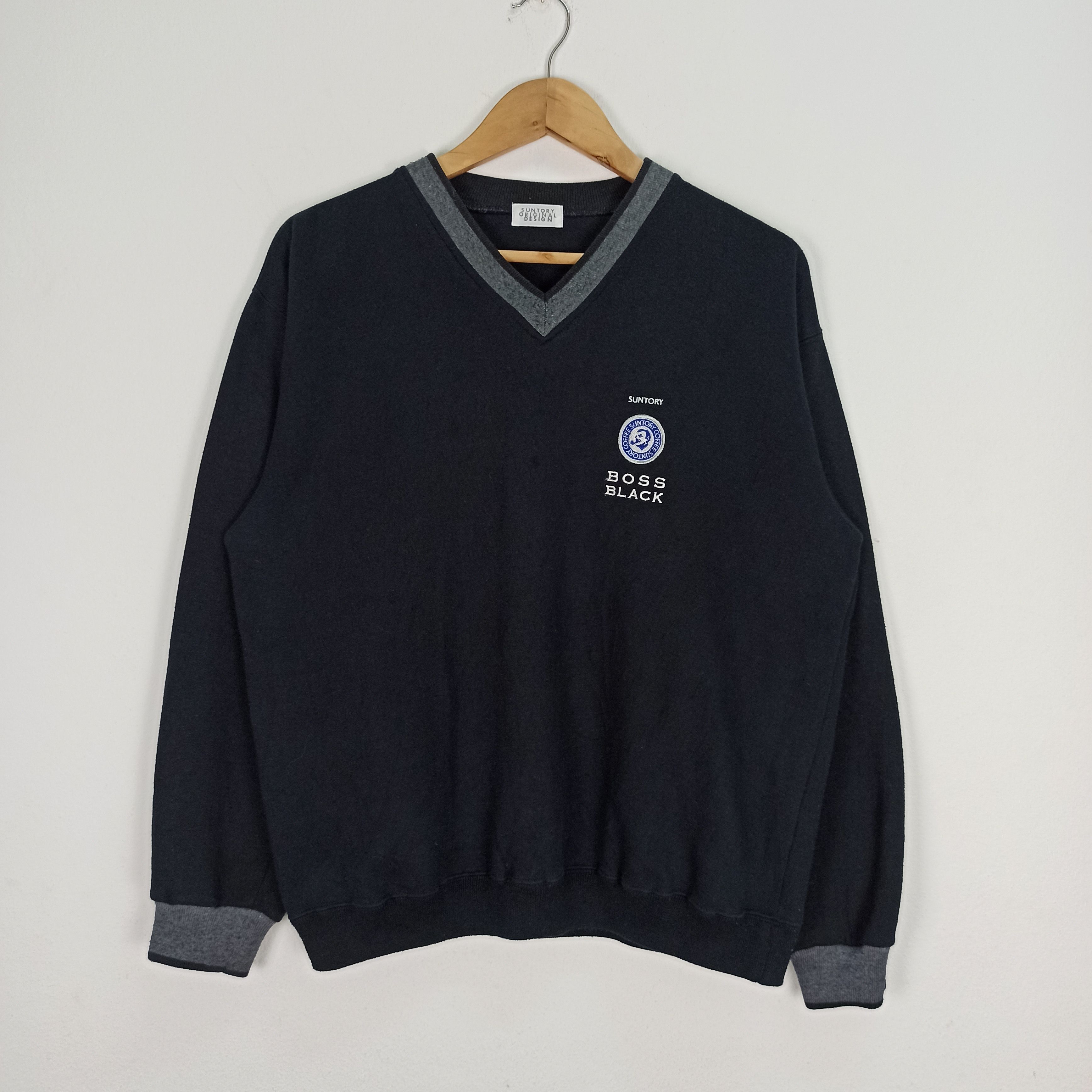 Japanese Brand 🔥STEALS🔥 Rare Suntory Coffee Boss Sweatshirt VNeck Size US L / EU 52-54 / 3 - 1 Thumbnail