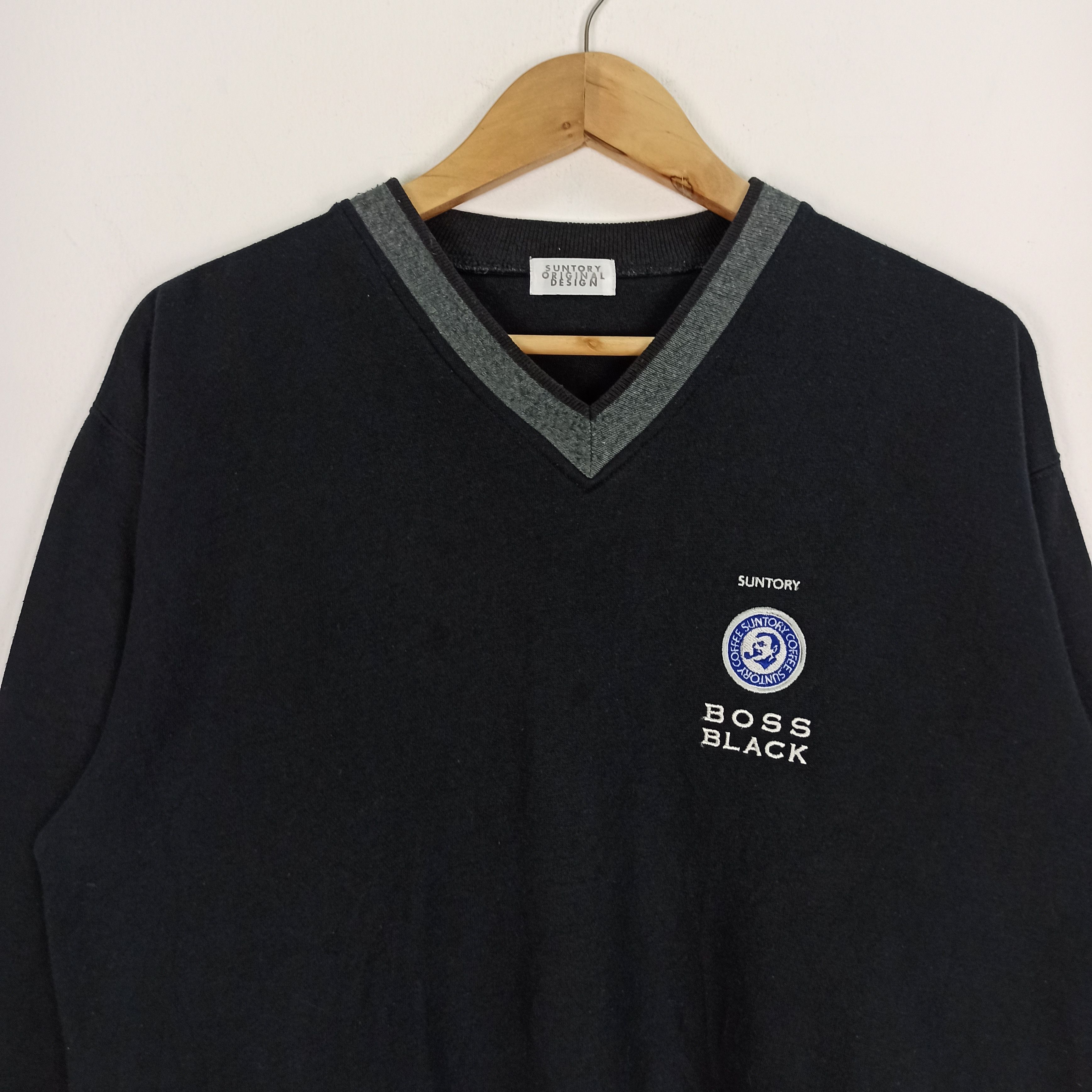 Japanese Brand 🔥STEALS🔥 Rare Suntory Coffee Boss Sweatshirt VNeck Size US L / EU 52-54 / 3 - 2 Thumbnail