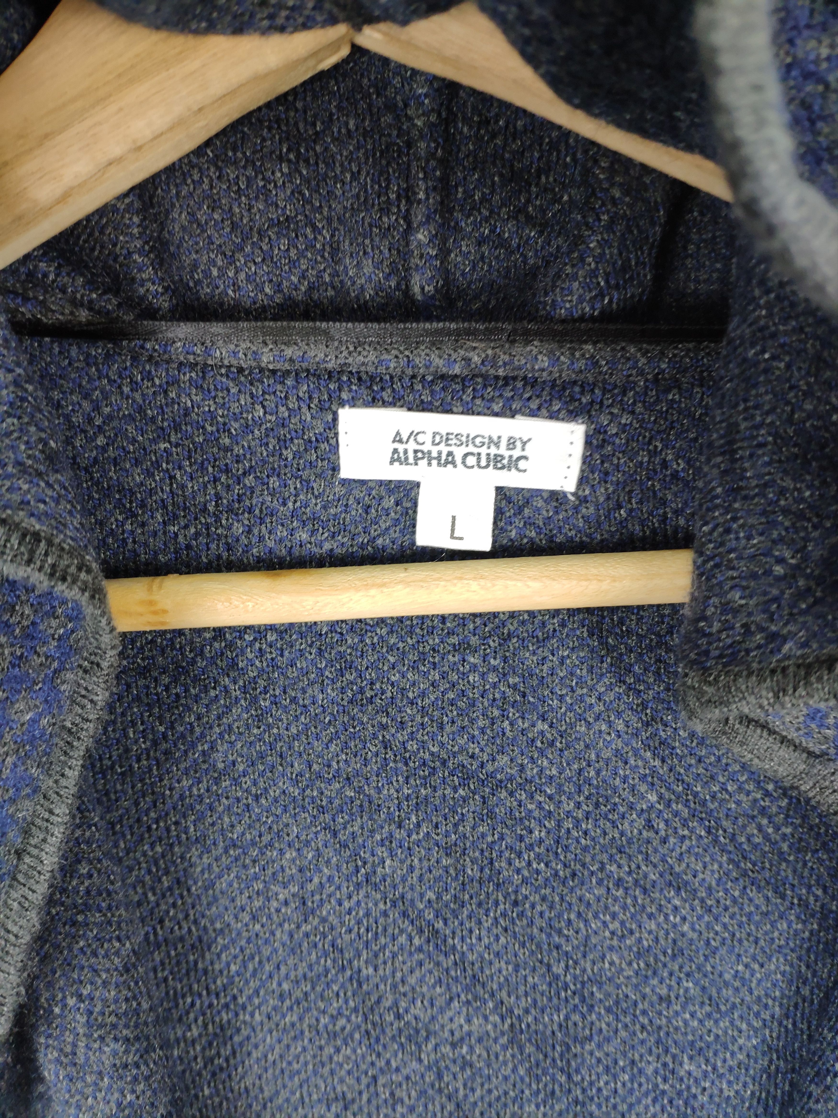 Designer × Japanese Brand × Vintage Vintage Wool Cardigan Hoodies by Alpha Cubic Size US M / EU 48-50 / 2 - 9 Thumbnail