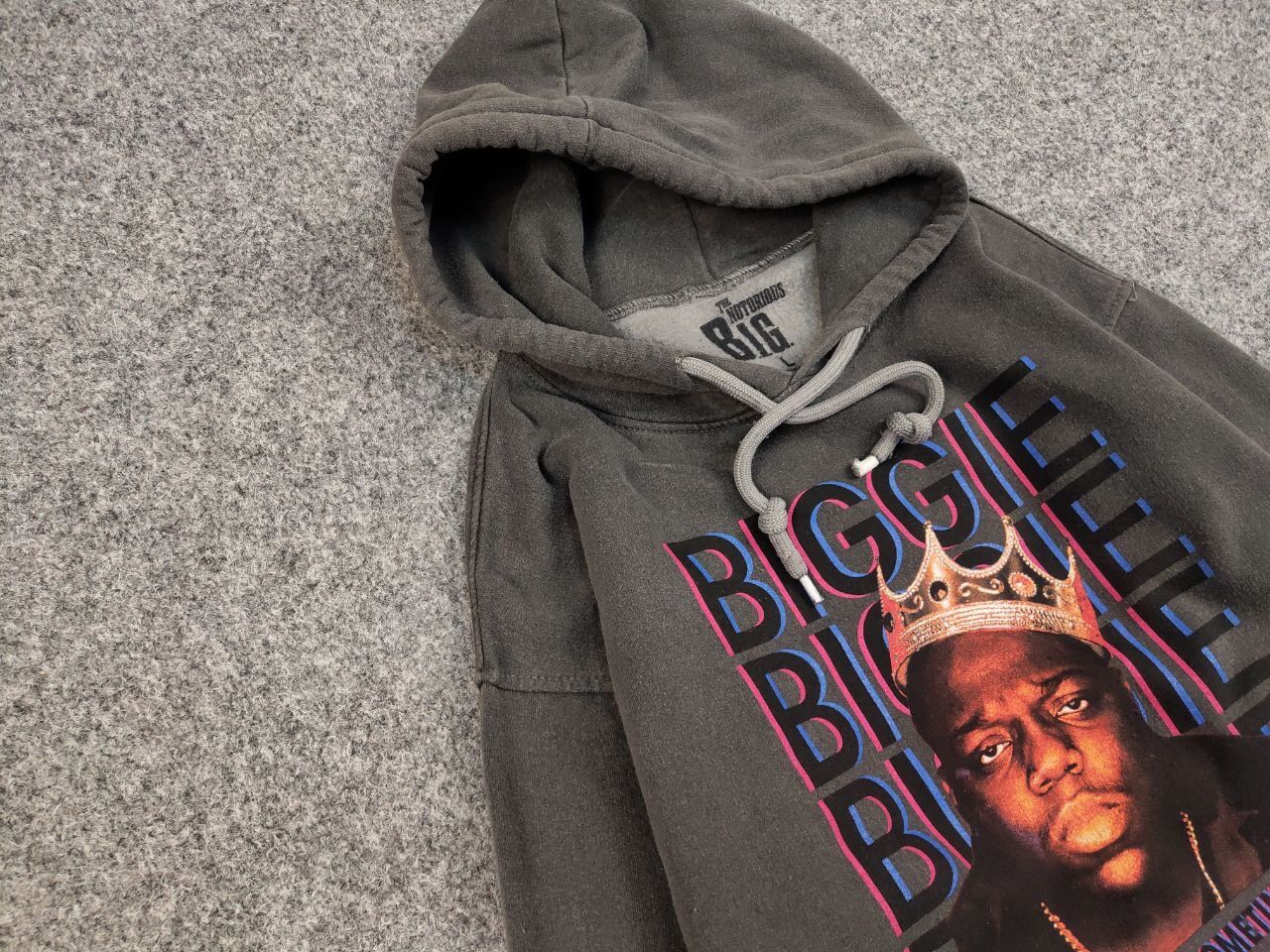 Rap Tees The Notorious B.I.G. Vintage Gray Logo Oversize Hoodie Size US L / EU 52-54 / 3 - 7 Thumbnail