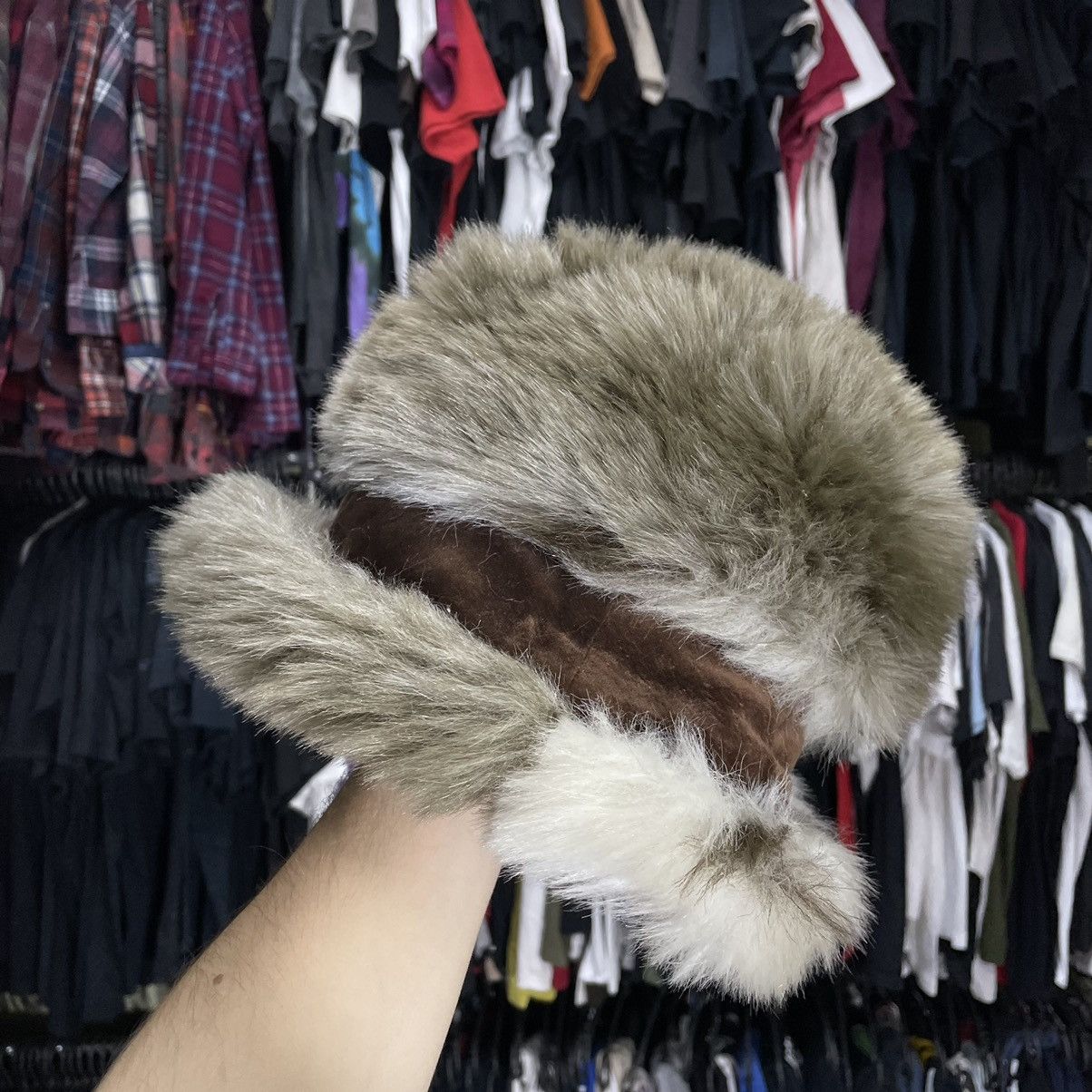 Vintage Vintage 90s Cream Mohair Fuzzy Bucket Hat Grunge Baggy OS Size ONE SIZE - 2 Thumbnail