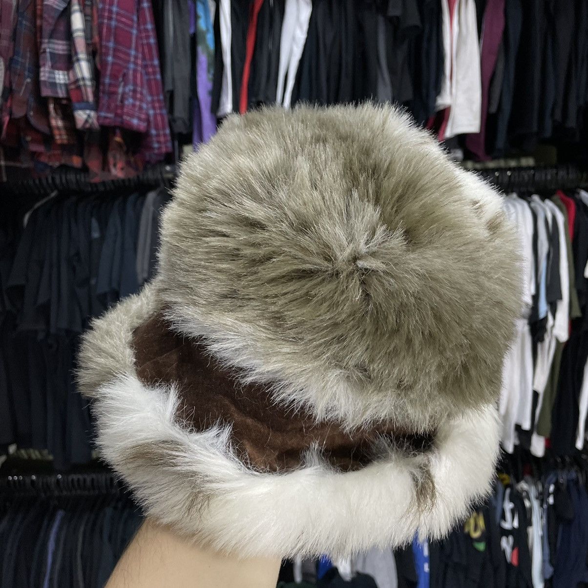 Vintage Vintage 90s Cream Mohair Fuzzy Bucket Hat Grunge Baggy OS Size ONE SIZE - 3 Thumbnail
