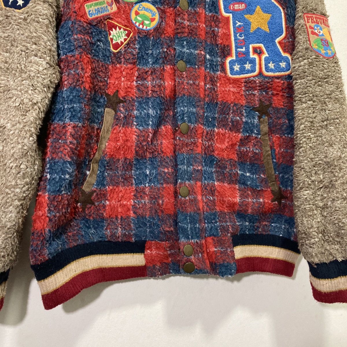 20471120 🇯🇵 ROUGH NATURAL UNION MADE FLEECE VARSITY JACKET Size US M / EU 48-50 / 2 - 9 Thumbnail