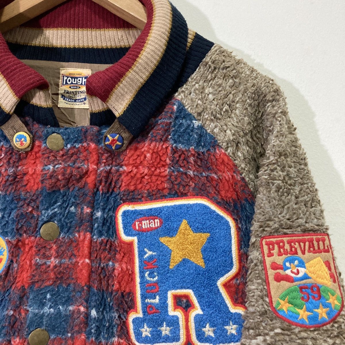 20471120 🇯🇵 ROUGH NATURAL UNION MADE FLEECE VARSITY JACKET Size US M / EU 48-50 / 2 - 5 Thumbnail