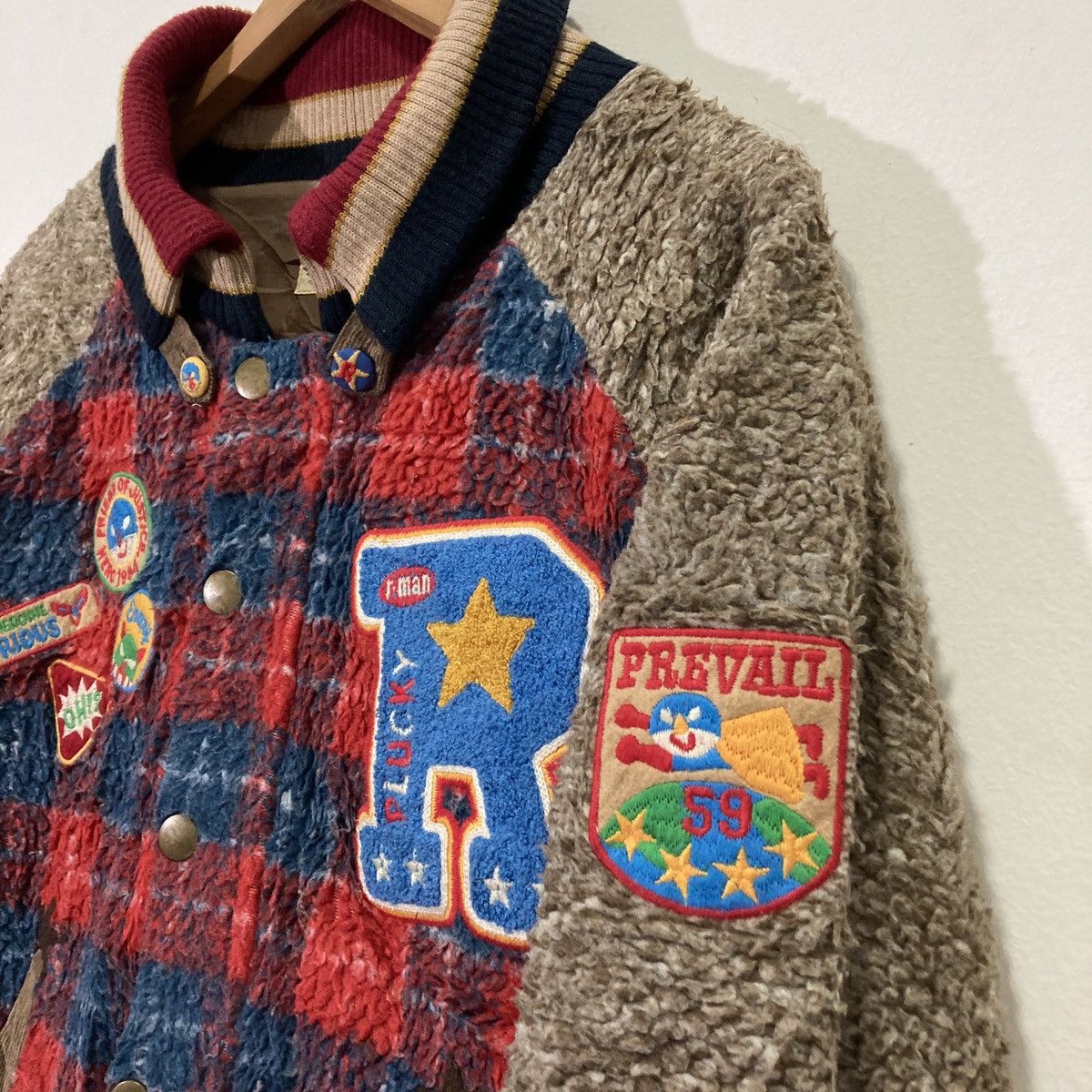 20471120 🇯🇵 ROUGH NATURAL UNION MADE FLEECE VARSITY JACKET Size US M / EU 48-50 / 2 - 4 Thumbnail