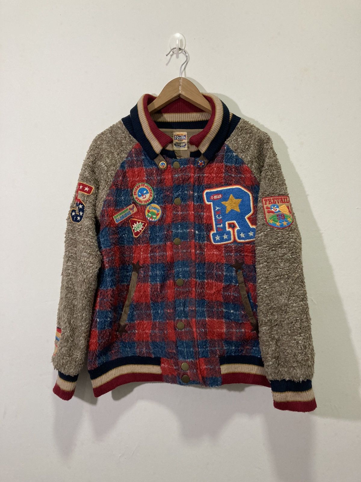 20471120 🇯🇵 ROUGH NATURAL UNION MADE FLEECE VARSITY JACKET Size US M / EU 48-50 / 2 - 2 Thumbnail