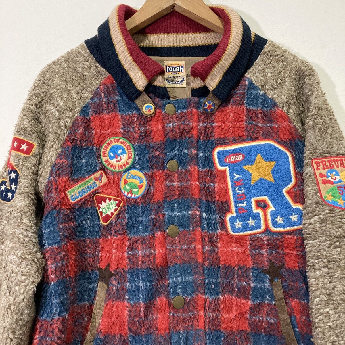 20471120 🇯🇵 ROUGH NATURAL UNION MADE FLEECE VARSITY JACKET Size US M / EU 48-50 / 2 - 3 Thumbnail