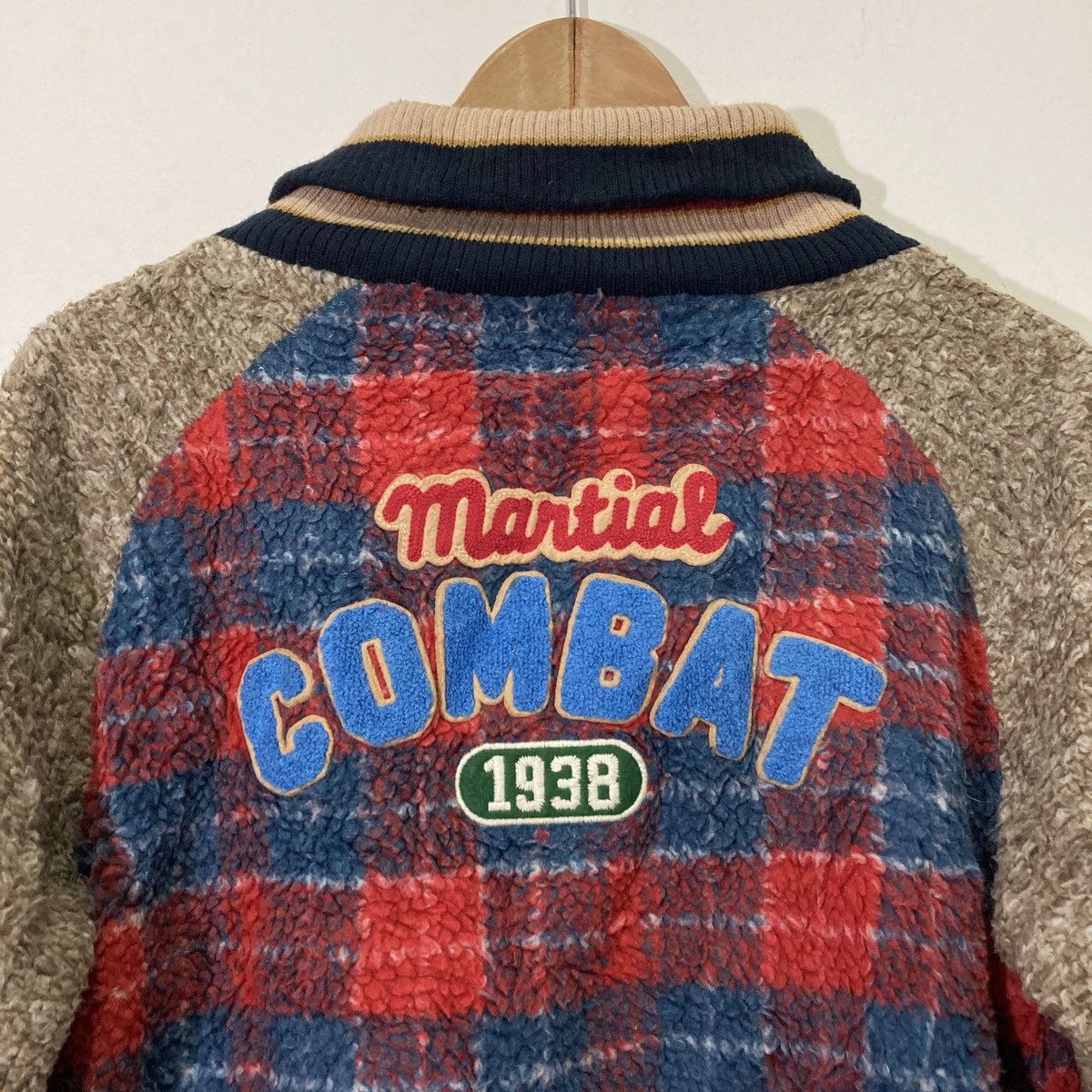 20471120 🇯🇵 ROUGH NATURAL UNION MADE FLEECE VARSITY JACKET Size US M / EU 48-50 / 2 - 11 Thumbnail