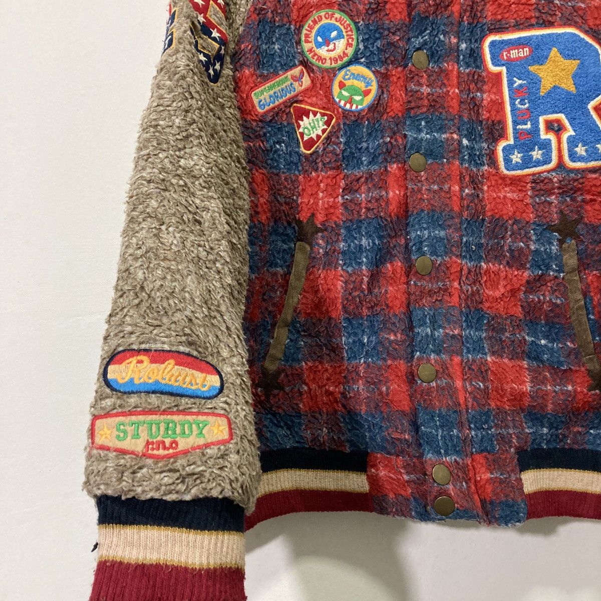 20471120 🇯🇵 ROUGH NATURAL UNION MADE FLEECE VARSITY JACKET Size US M / EU 48-50 / 2 - 7 Thumbnail