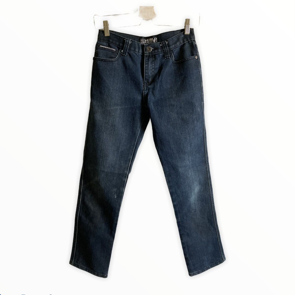 image of Cant Skate x Shortys Skateboards Vintage World Industries Denim Pants in Navy Blue, Men's (Size 28)
