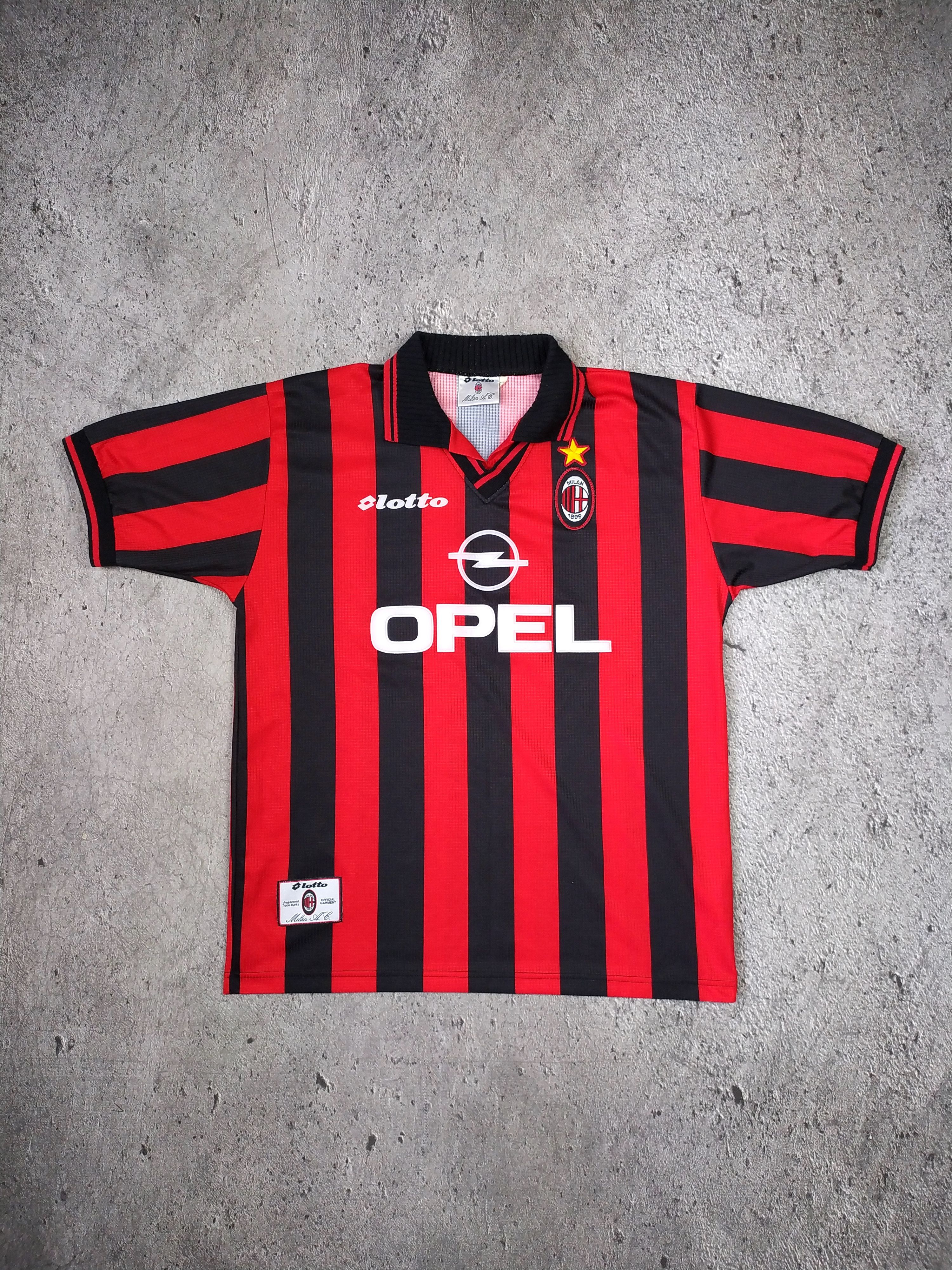 Maillot AC Milan Vintage Lotto 1997/98 - Taille S, Domicile Avec Sponsor Opel