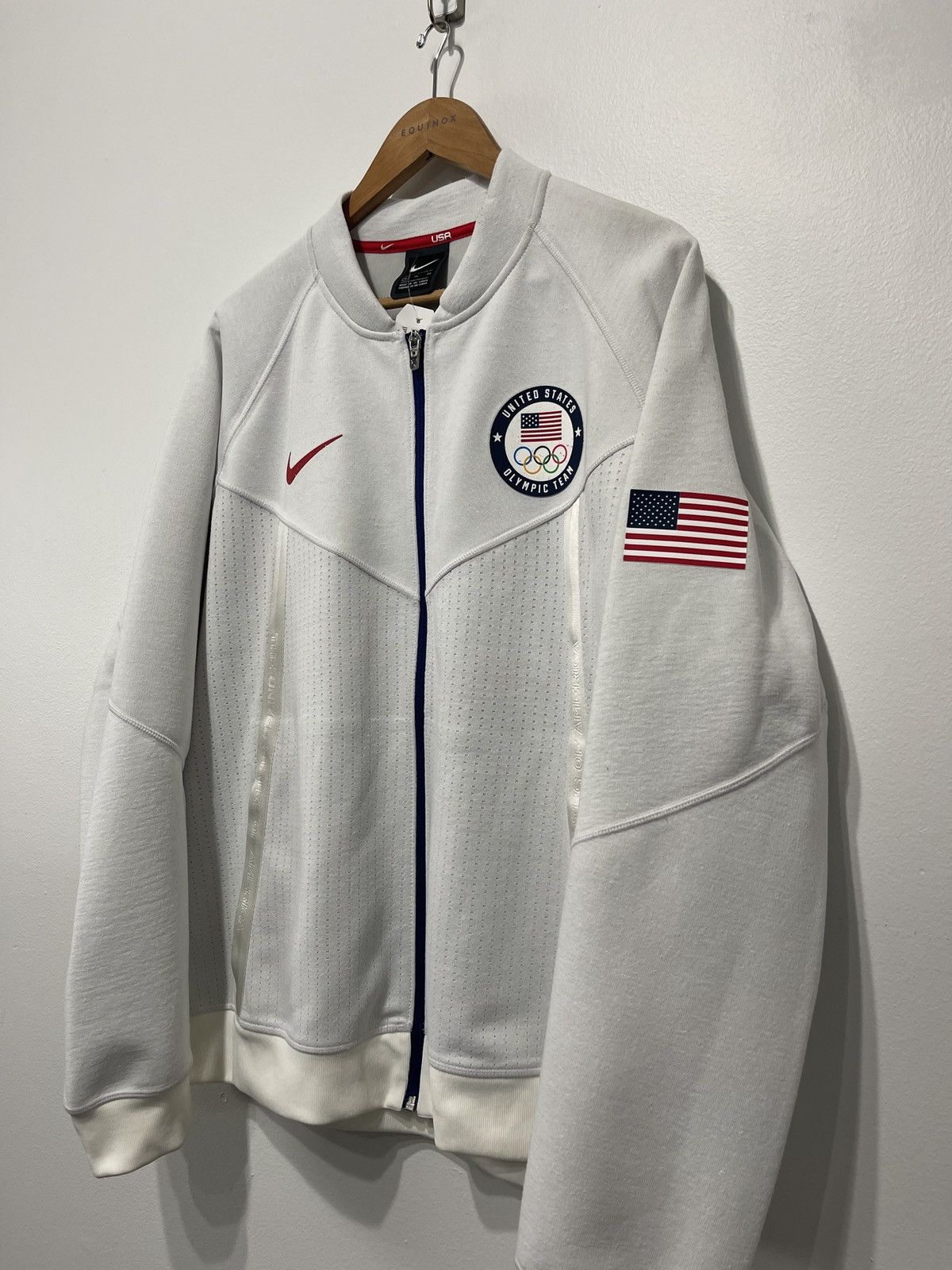 Nike Team USA Olympic Knit Bomber Jacket White Nike Tech