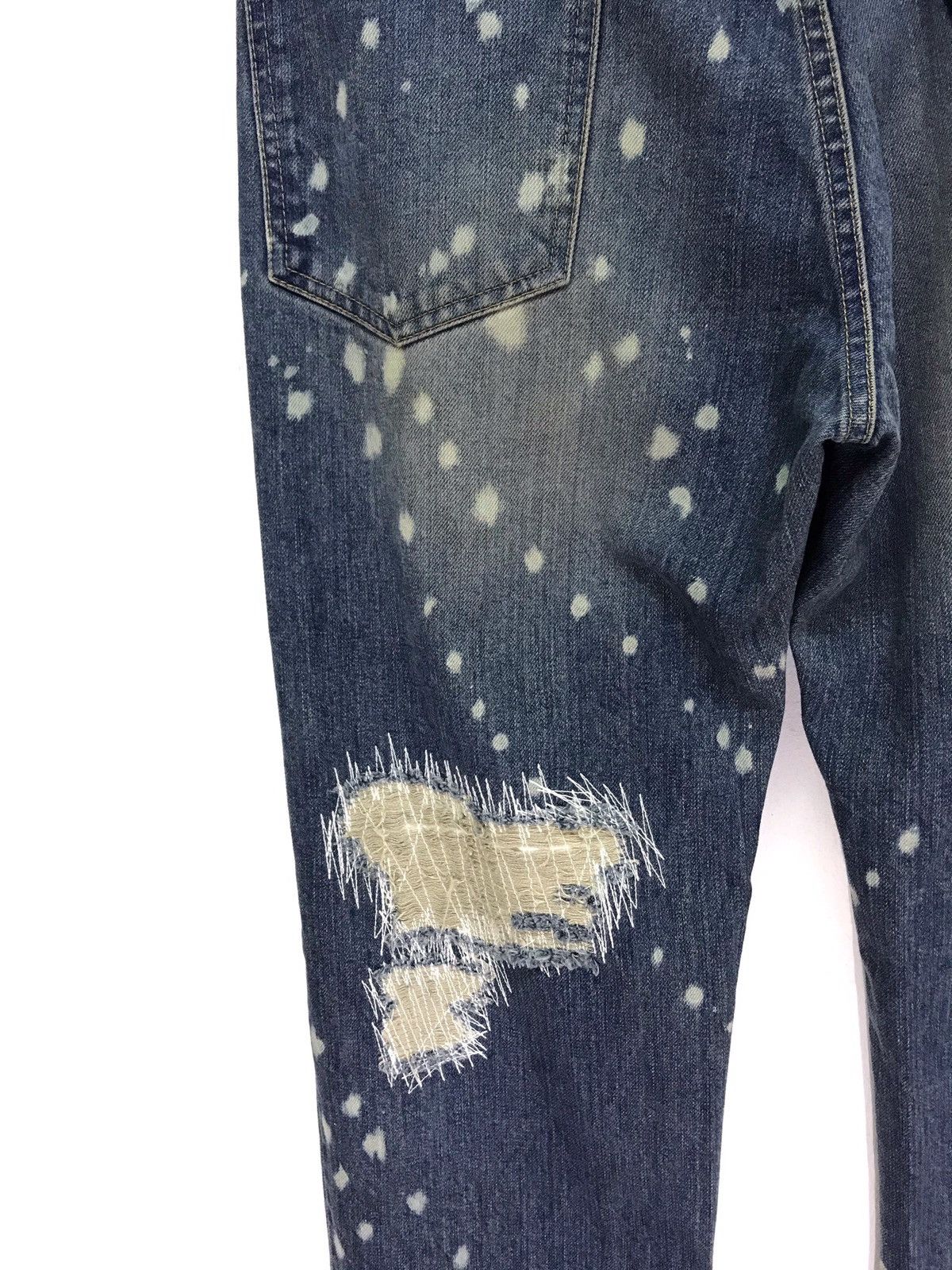 Japanese Brand Slapshot Bleach Patchwork Distressed Denim Regular 39🟦 Size US 34 / EU 50 - 7 Thumbnail