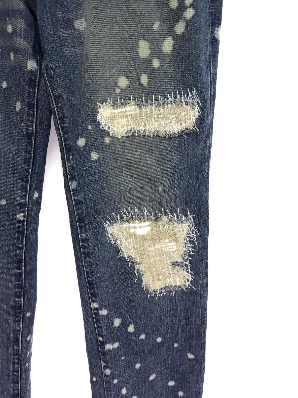 Japanese Brand Slapshot Bleach Patchwork Distressed Denim Regular 39🟦 Size US 34 / EU 50 - 2 Thumbnail