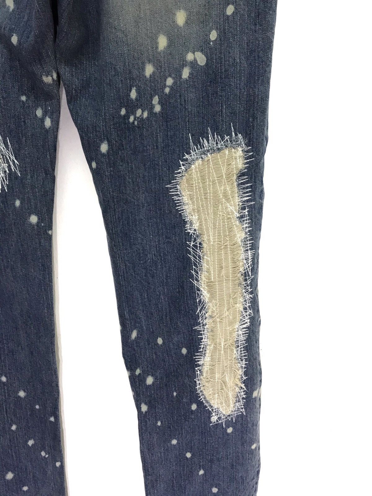 Japanese Brand Slapshot Bleach Patchwork Distressed Denim Regular 39🟦 Size US 34 / EU 50 - 6 Thumbnail