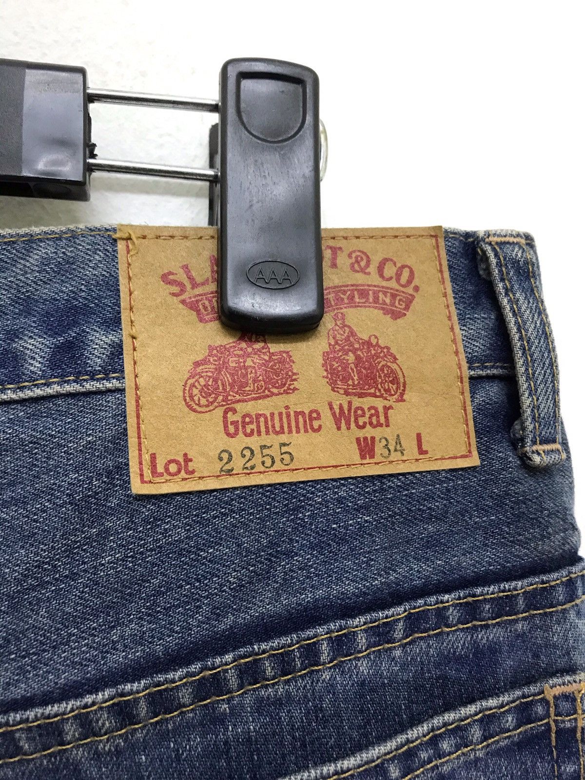 Japanese Brand Slapshot Bleach Patchwork Distressed Denim Regular 39🟦 Size US 34 / EU 50 - 8 Thumbnail