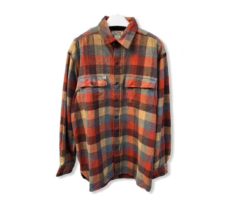 image of Flannel x L L Bean Ll Bean Checked Plaid Tartan Shirt Button Up, Men's (Size Medium)