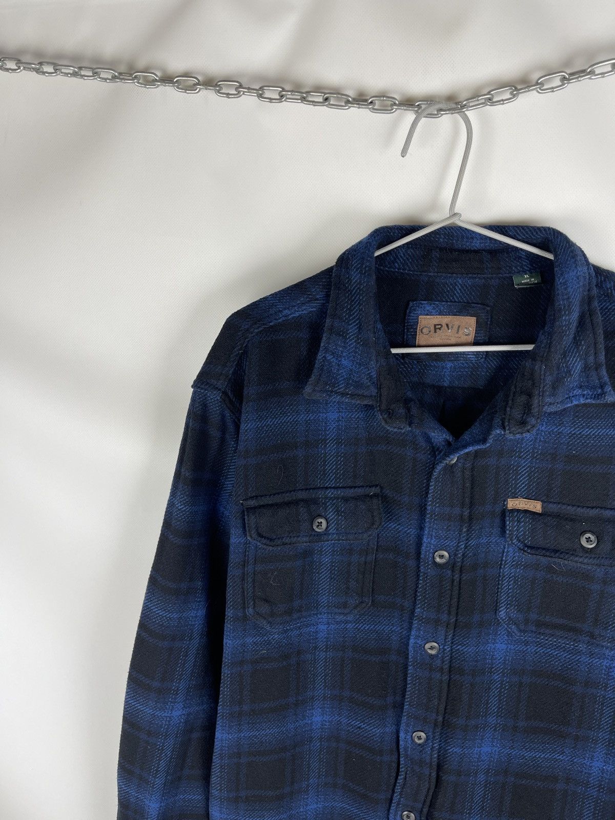 Orvis Orvis flannel checkered blue plaid long sleeve shirt Size US XL / EU 56 / 4 - 4 Thumbnail