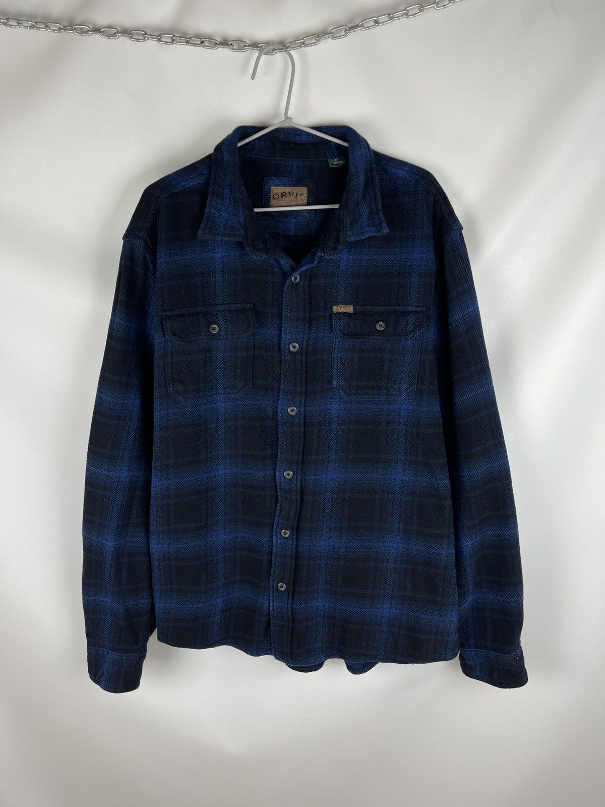 Orvis Orvis flannel checkered blue plaid long sleeve shirt Size US XL / EU 56 / 4 - 1 Thumbnail