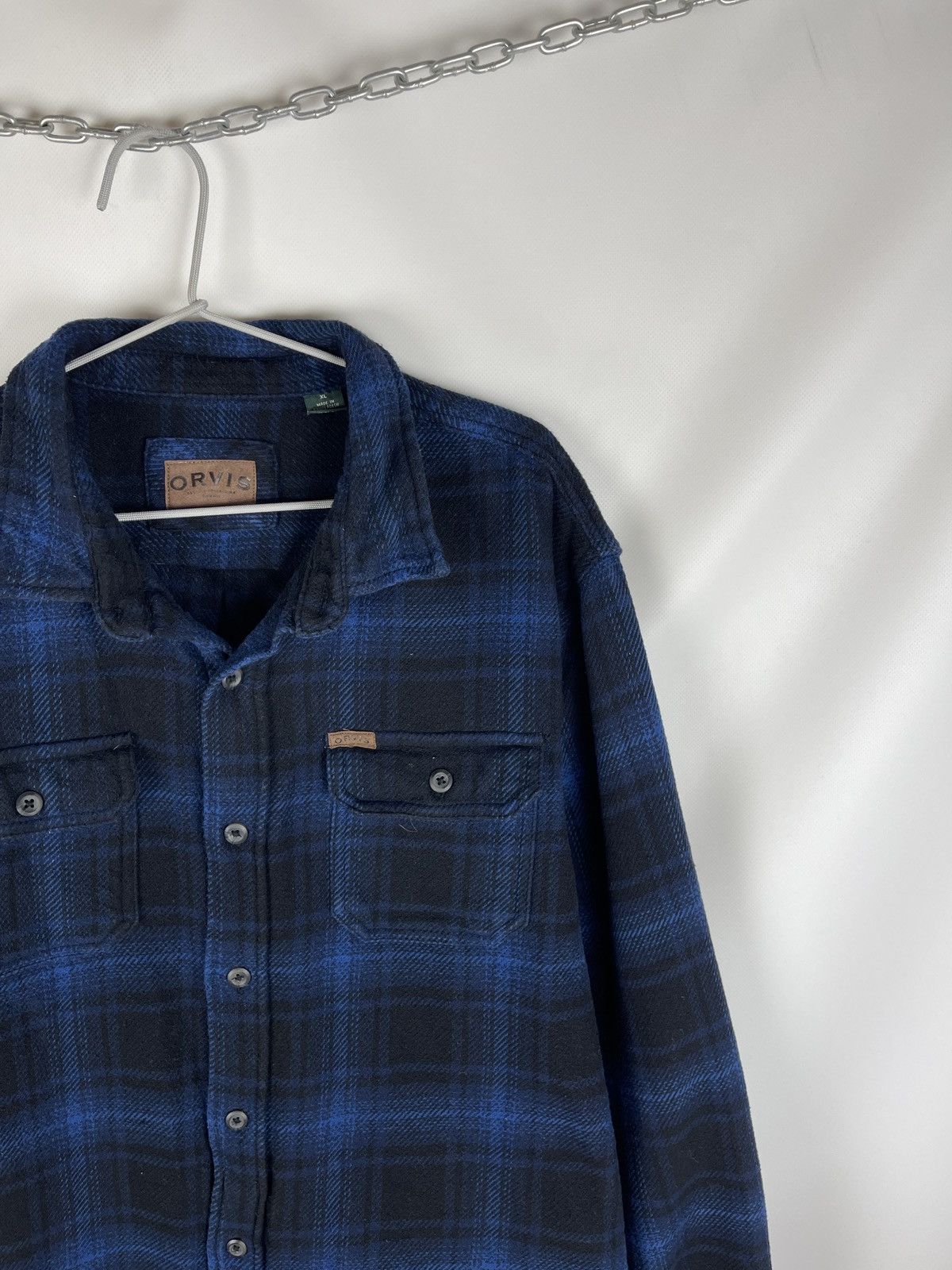 Orvis Orvis flannel checkered blue plaid long sleeve shirt Size US XL / EU 56 / 4 - 5 Thumbnail