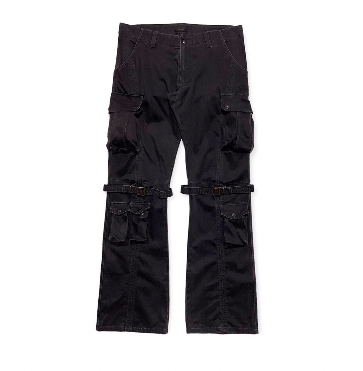 Pre-owned Issey Miyake X Tete Homme Bondage Utility Flared Pants In Smoked Black