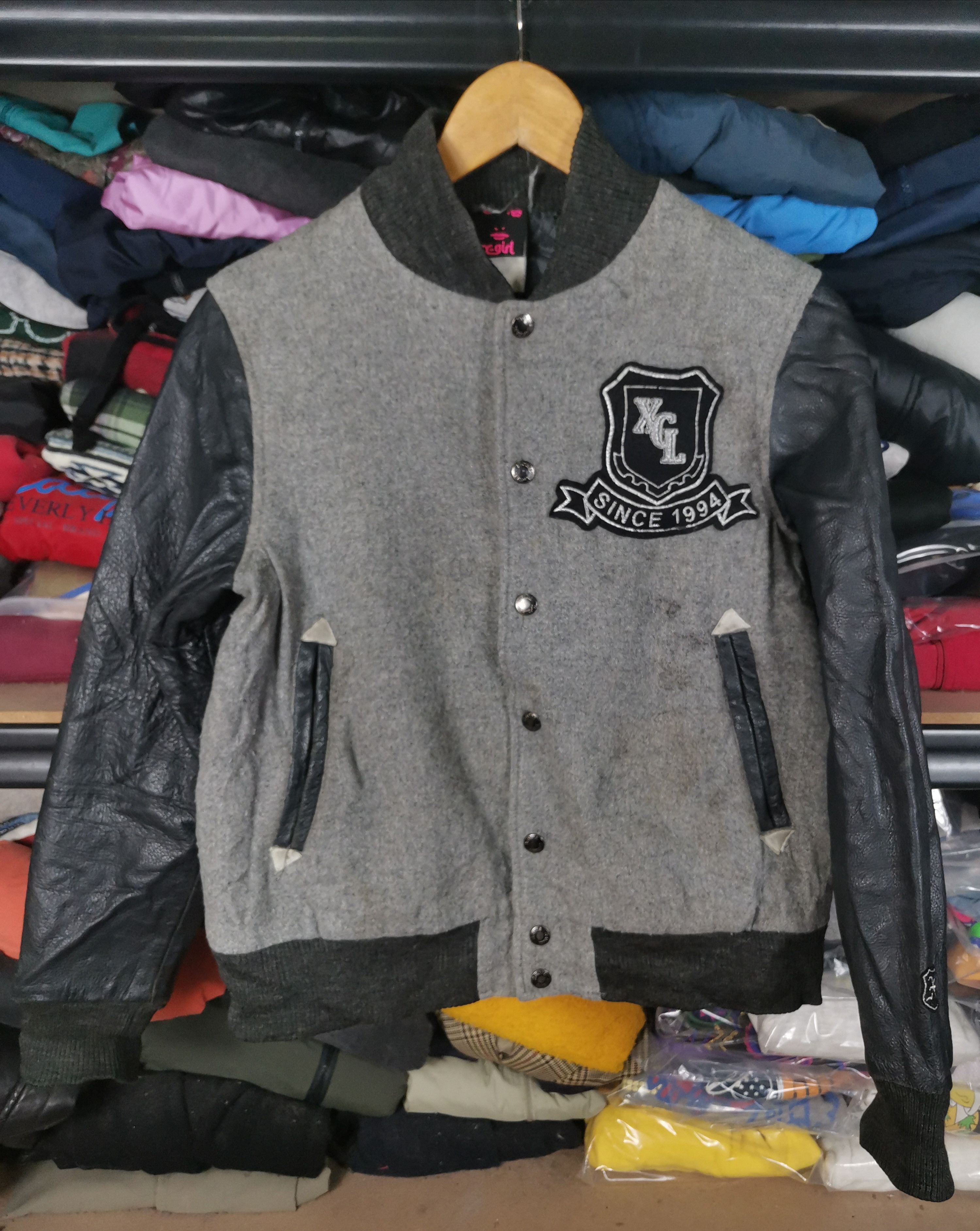 Japanese Brand Vintage X-Girl Wool Varsity Jacket Sleeve Leather Size US S / EU 44-46 / 1 - 1 Thumbnail