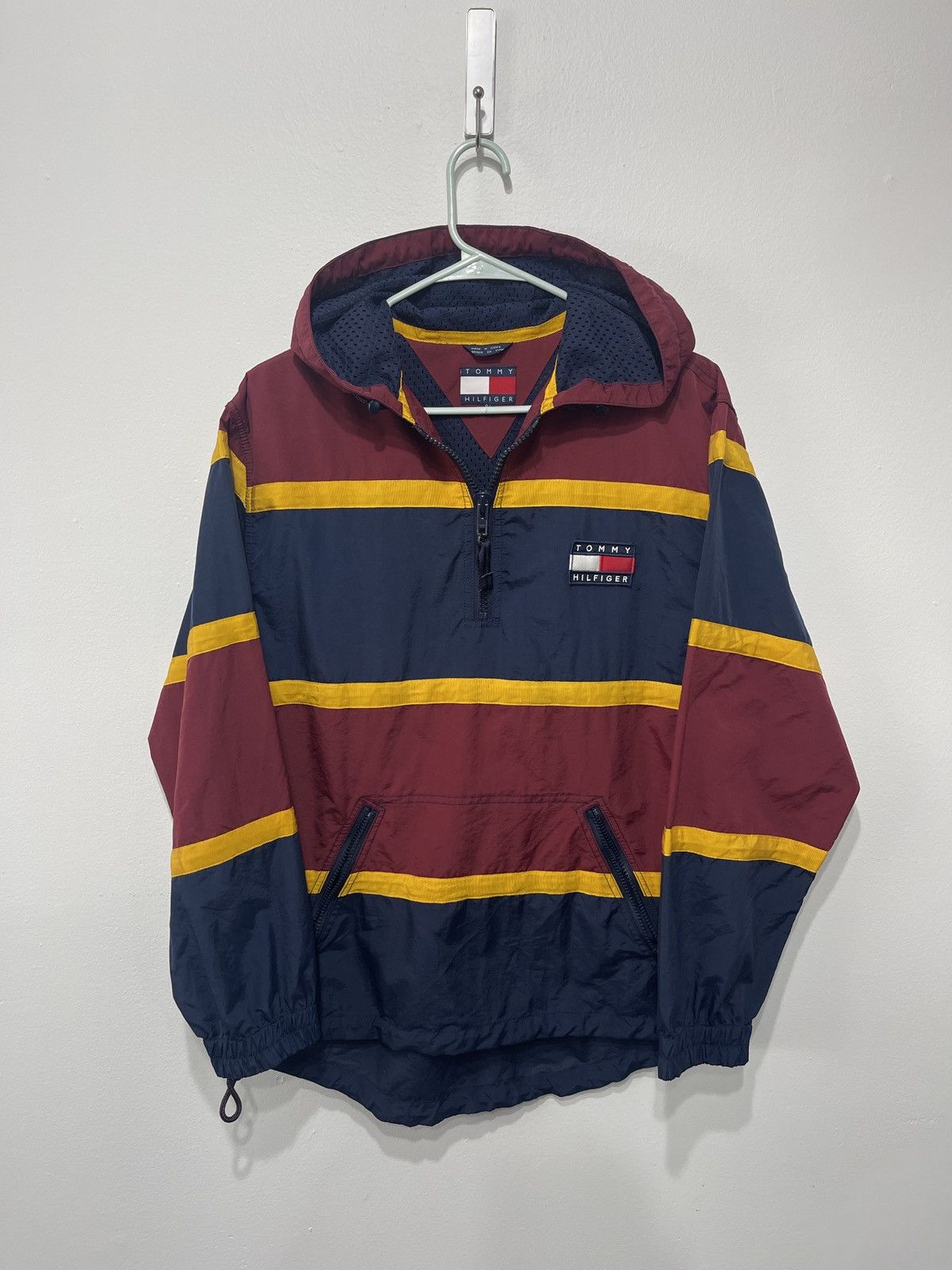 Tommy Hilfiger Vintage Quarter Zip Anorak Jacket Yellow Red - Main Image