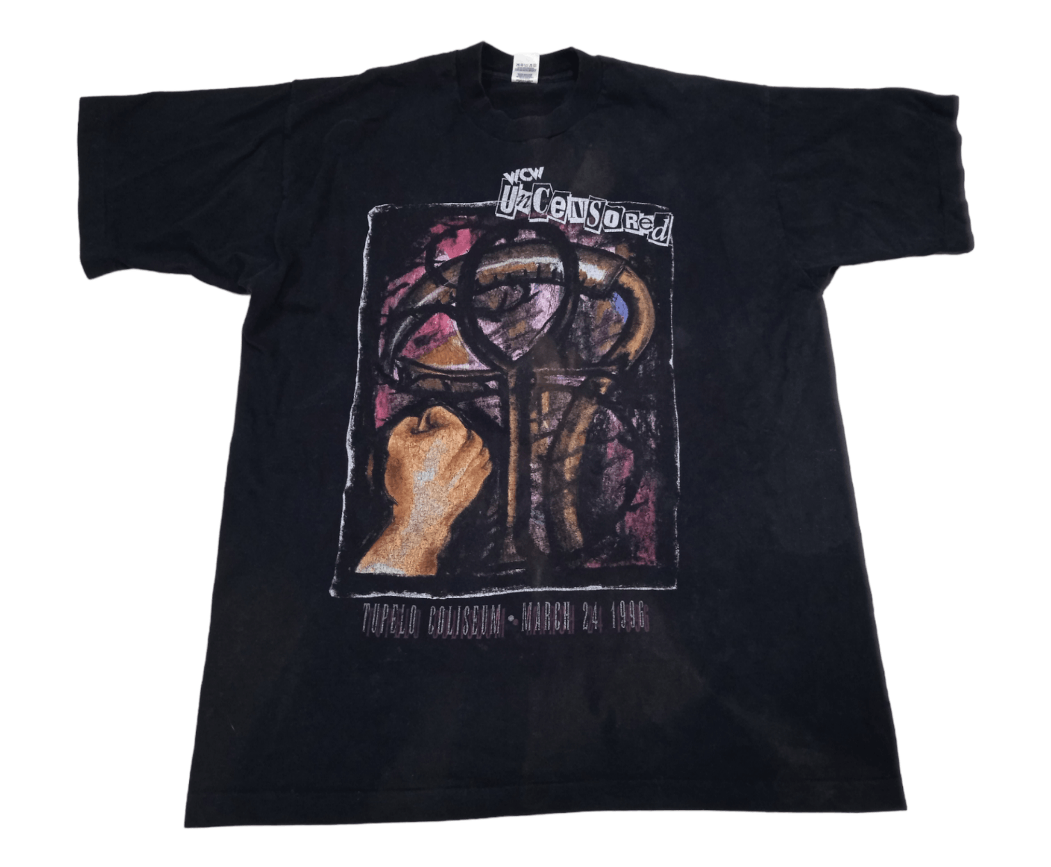 image of Vintage Wcw Nwo Uncensored 1996 Wrestling T-Shirt, Men's (Size XL)