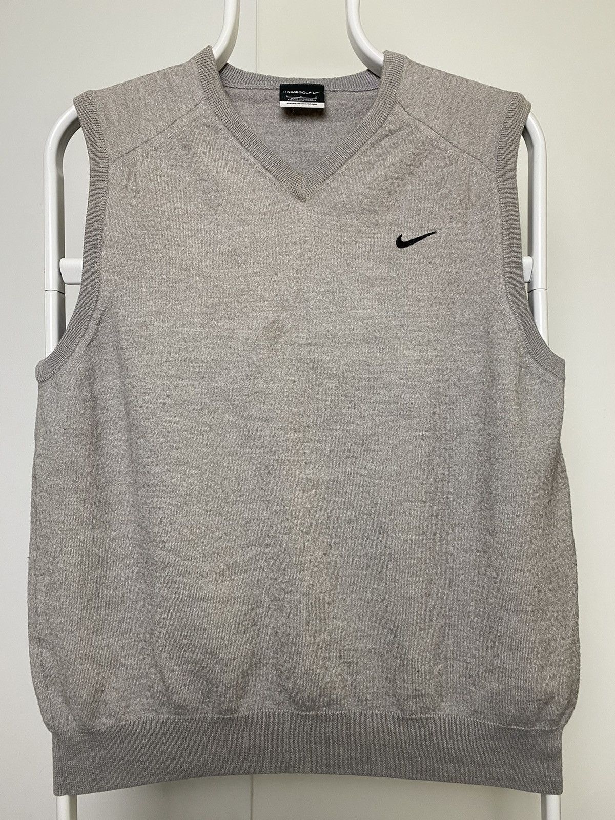 Nike × Vintage Nike vintage light grey sweater vest tennis small swoosh Size US L / EU 52-54 / 3 - 1 Thumbnail