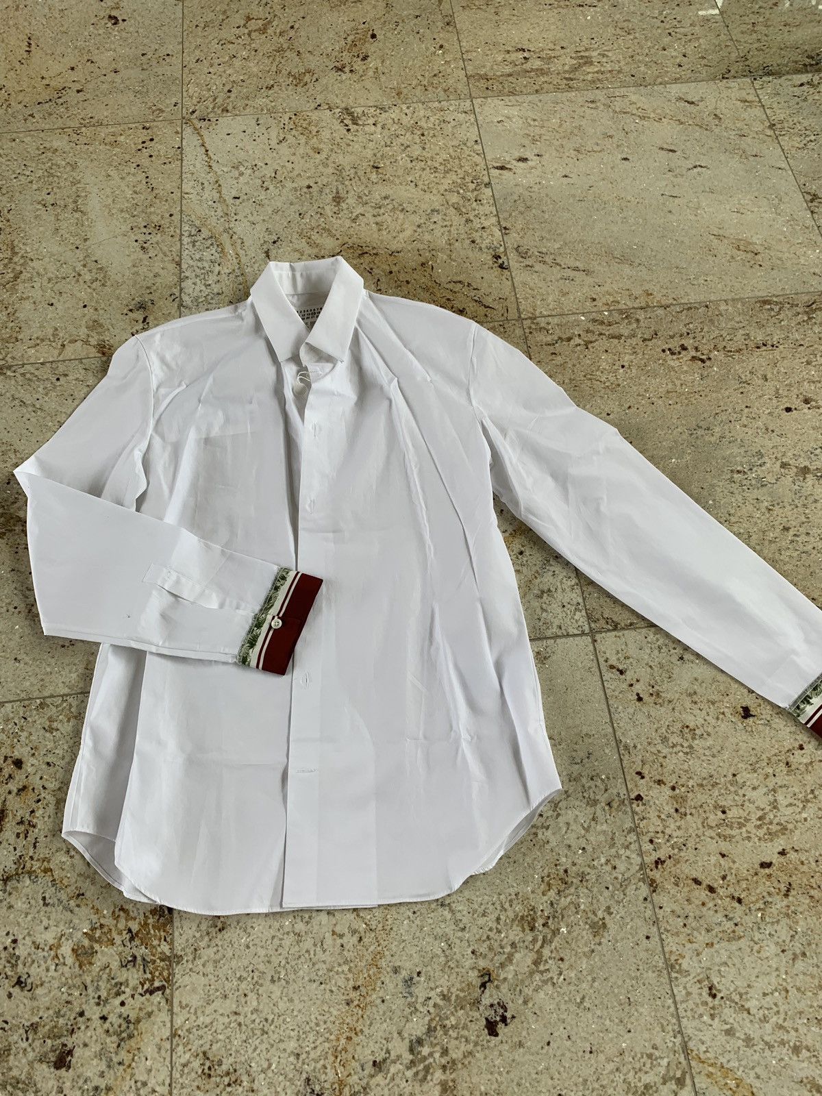 Maison Margiela White Button Up With Fox Cuff Trim Size US M / EU 48-50 / 2 - 9 Thumbnail