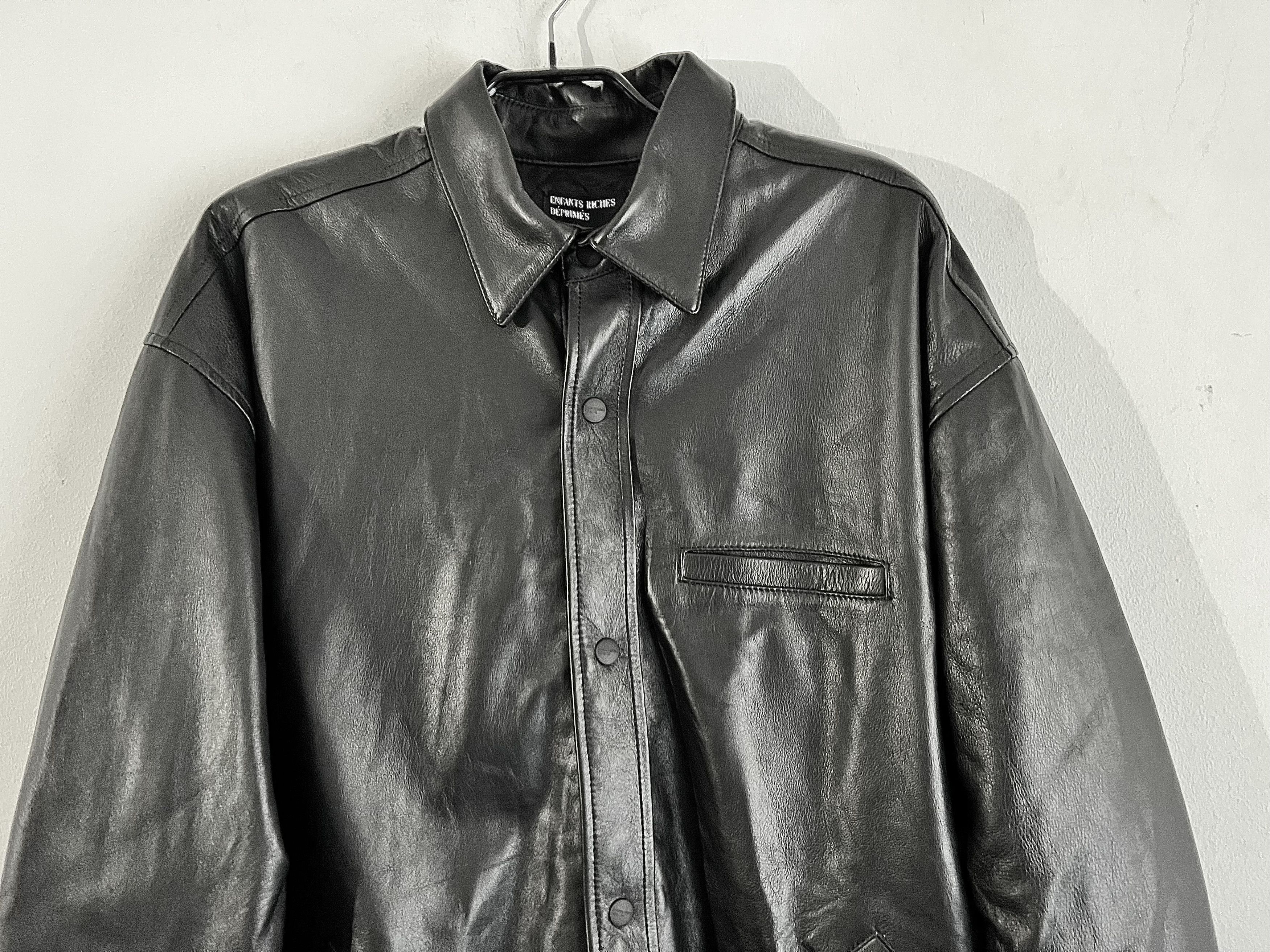 Enfants Riches Deprimes Lamb Leather Quilted Overshirt Size US XL / EU 56 / 4 - 5 Thumbnail