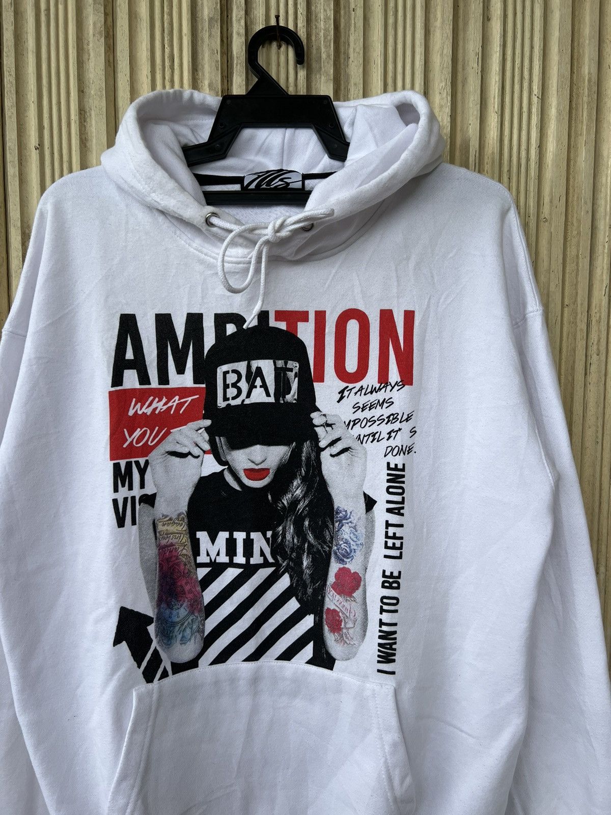 Designer × Japanese Brand × Vintage Vintage ills AMBITION White Hoodie Sweatshirt Size US L / EU 52-54 / 3 - 2 Thumbnail