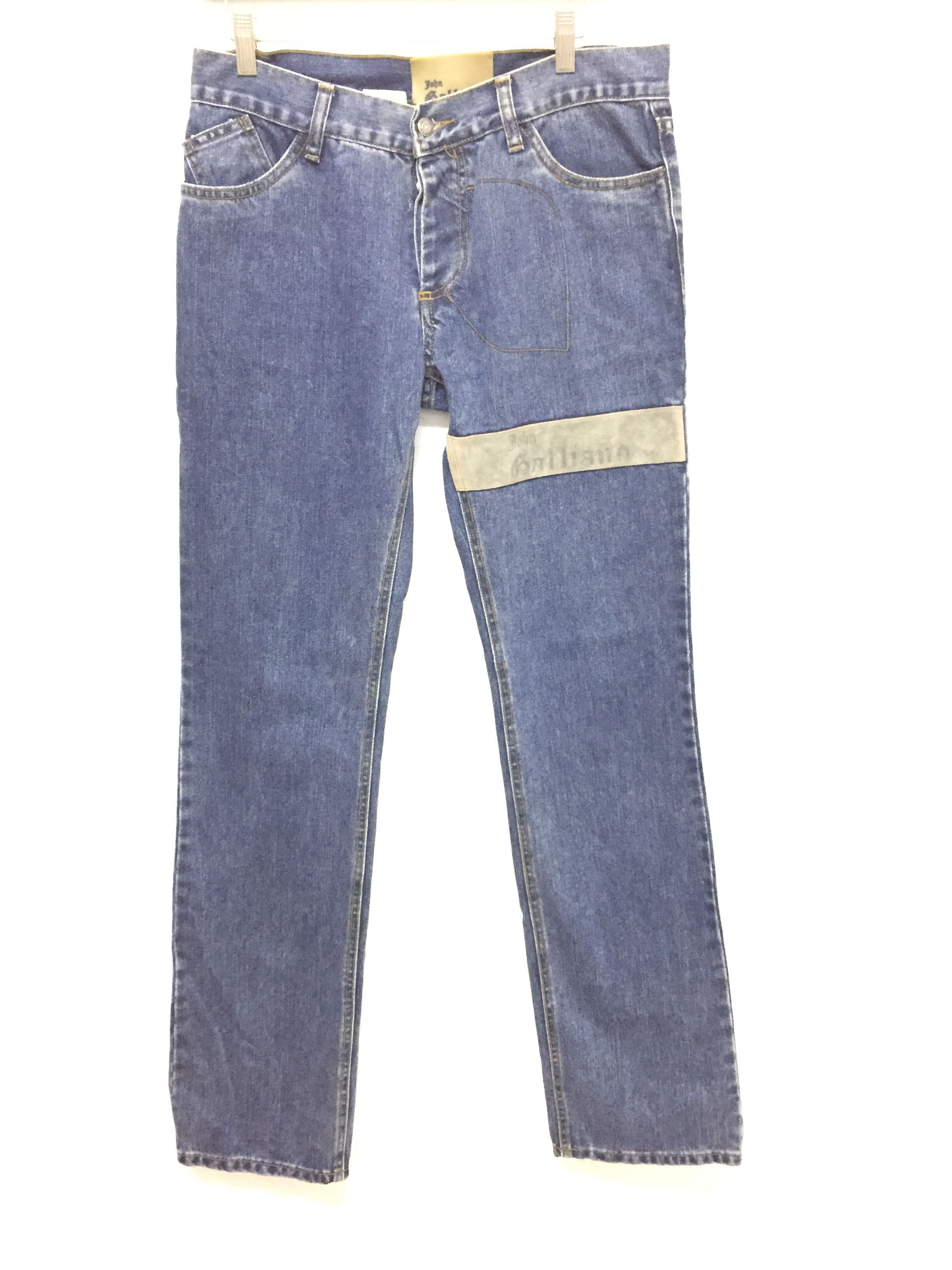 John Galliano 2006 paint Leather stripe 6 pocket pants Size US 31 - 2 Thumbnail