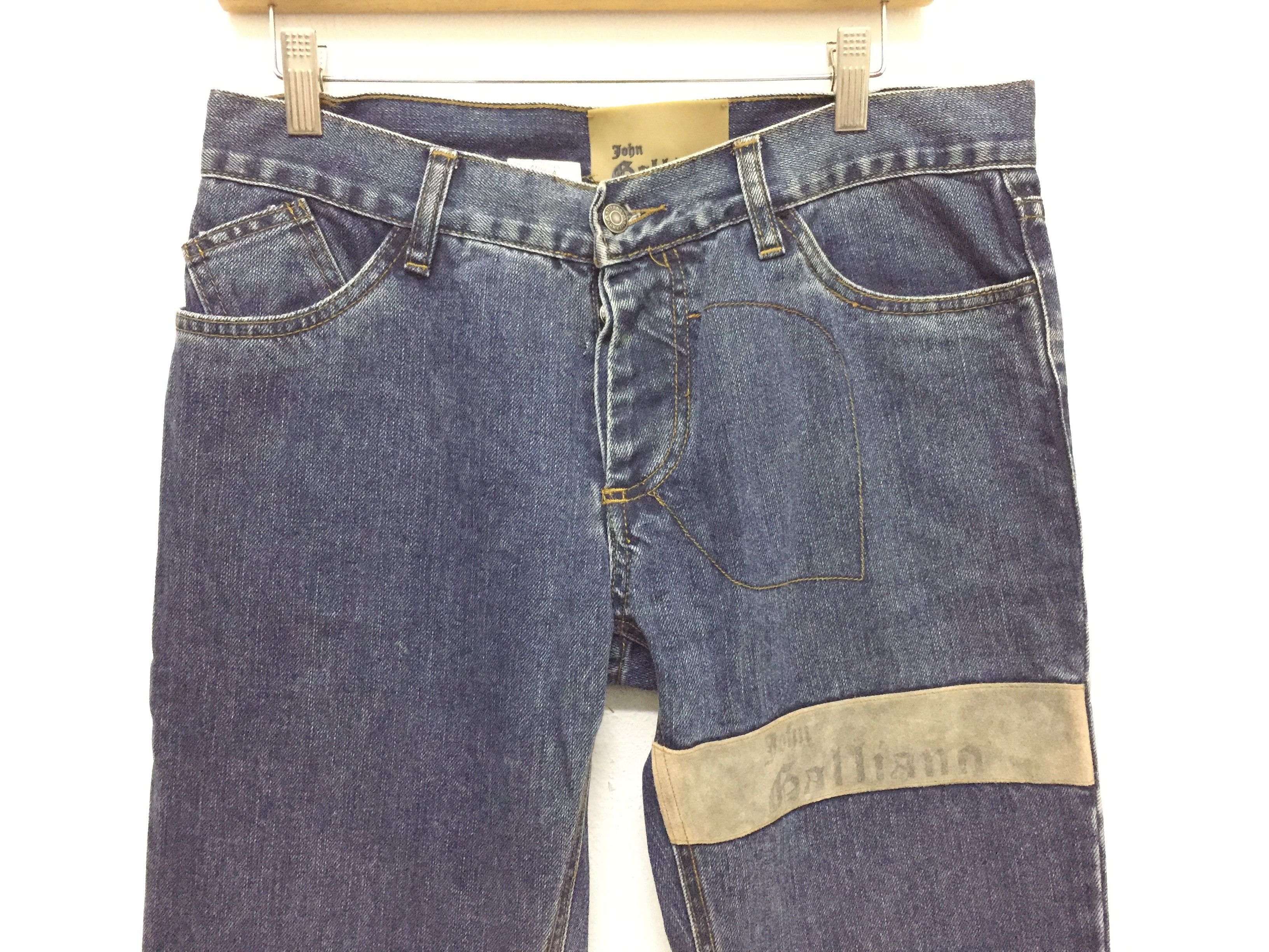 John Galliano 2006 paint Leather stripe 6 pocket pants Size US 31 - 3 Thumbnail