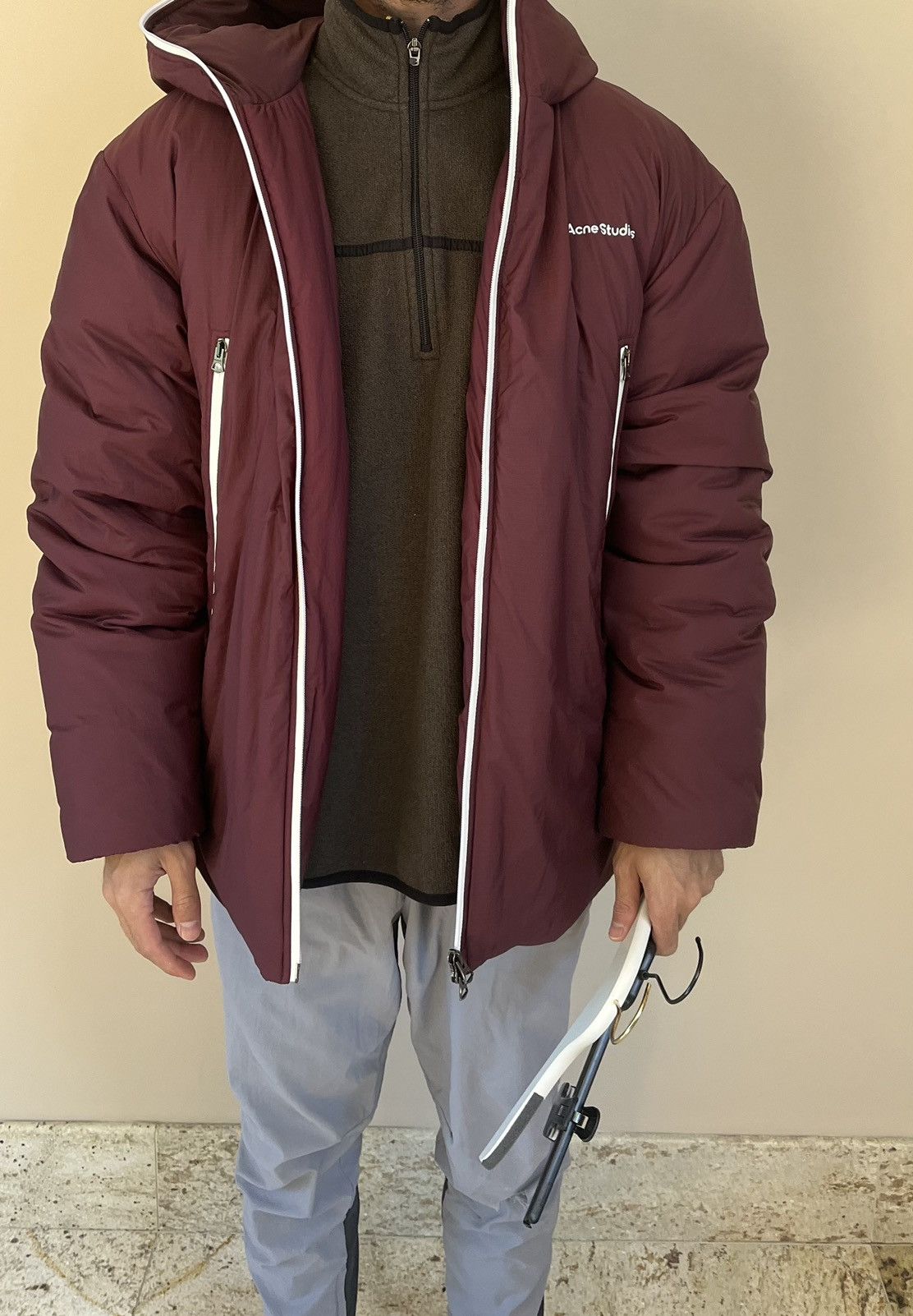 Acne Studios Full Zip Down Jacket FN-MN-OUTW000584 in Burgundy Size US S / EU 44-46 / 1 - 15 Thumbnail