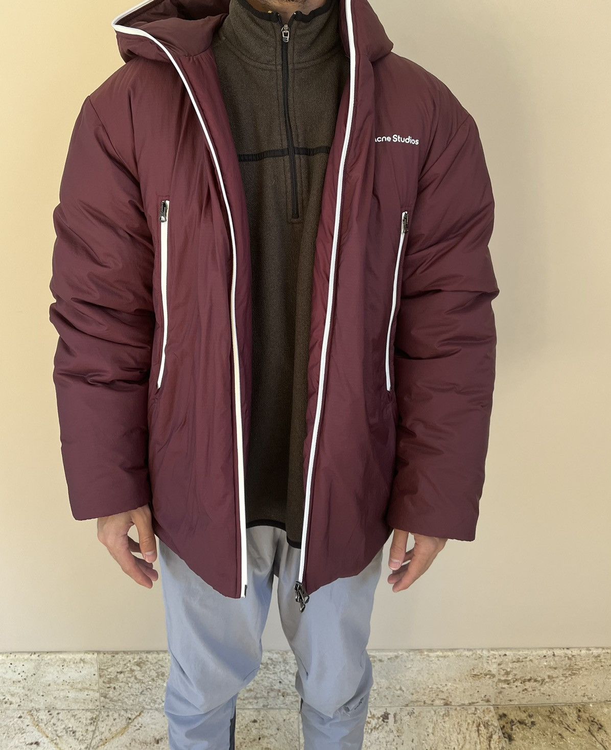 Acne Studios Full Zip Down Jacket FN-MN-OUTW000584 in Burgundy Size US S / EU 44-46 / 1 - 16 Thumbnail