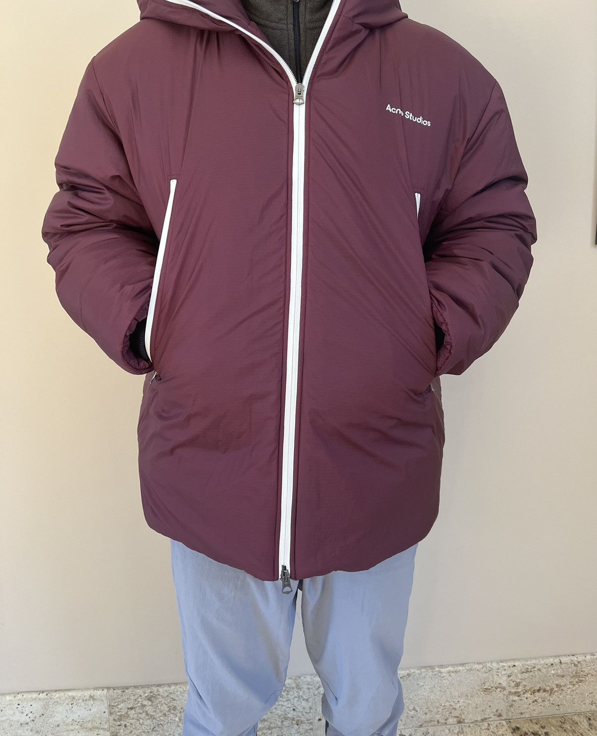Acne Studios Full Zip Down Jacket FN-MN-OUTW000584 in Burgundy Size US S / EU 44-46 / 1 - 17 Thumbnail