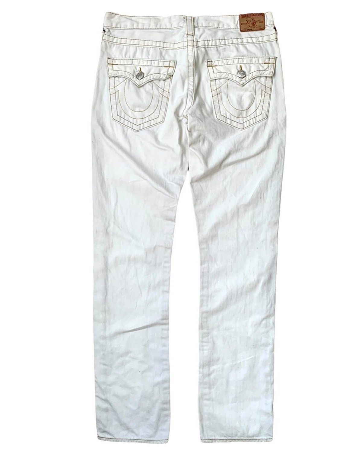 image of Early 00’S True Religion Straight Leg Low-Rise White Jeans, Women's (Size 34)