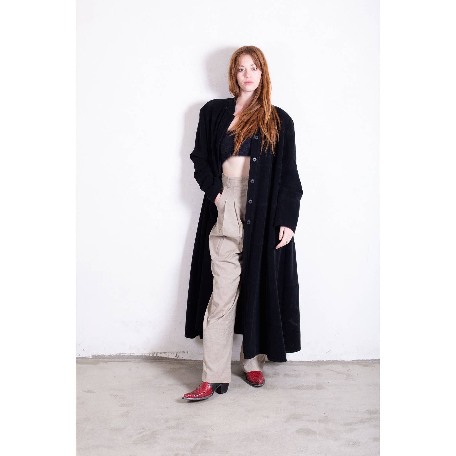 Vintage Giorgio Armani 1990s Long Faux Wool Coat