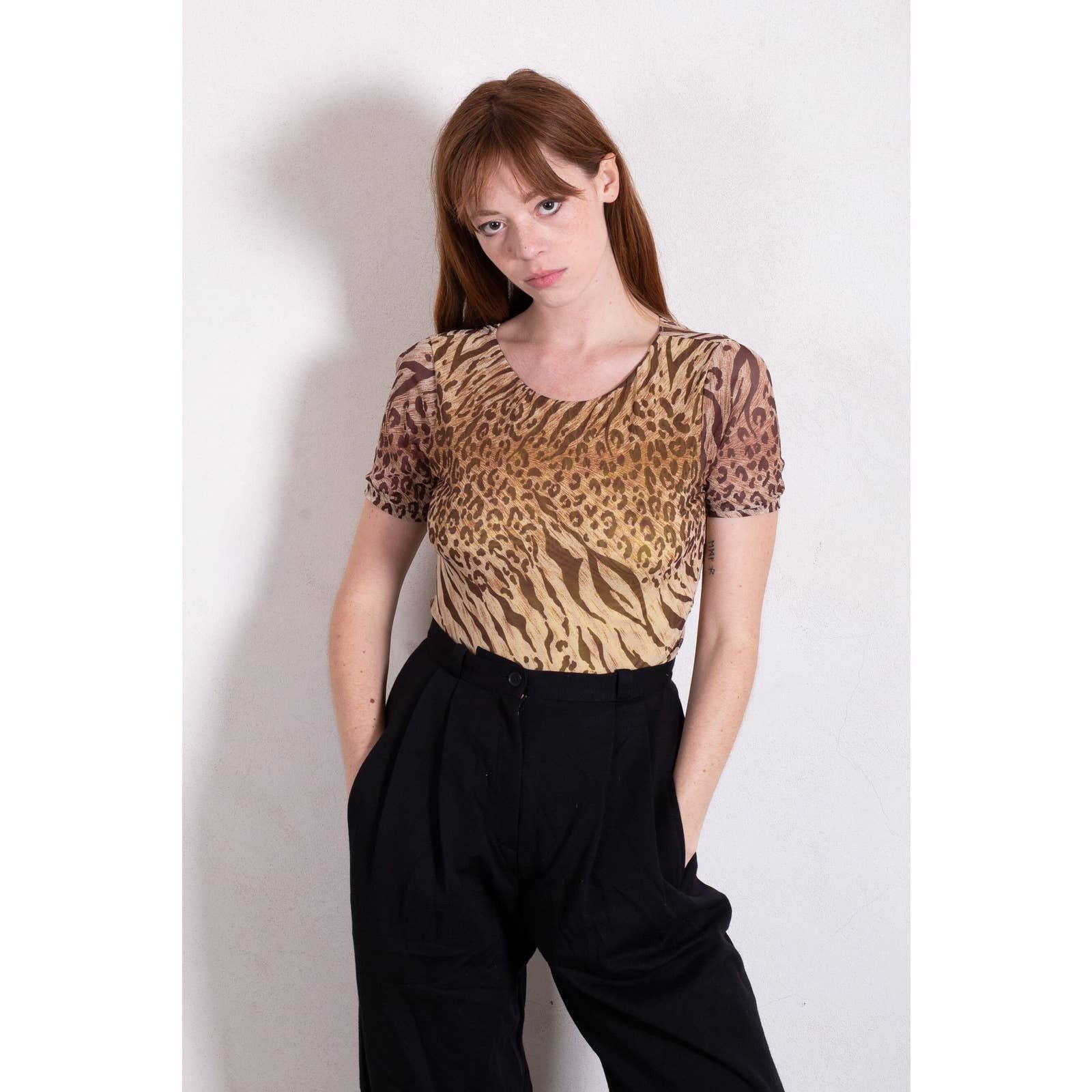 Vintage La Perla Y2K Mesh Leopard + Tiger Top