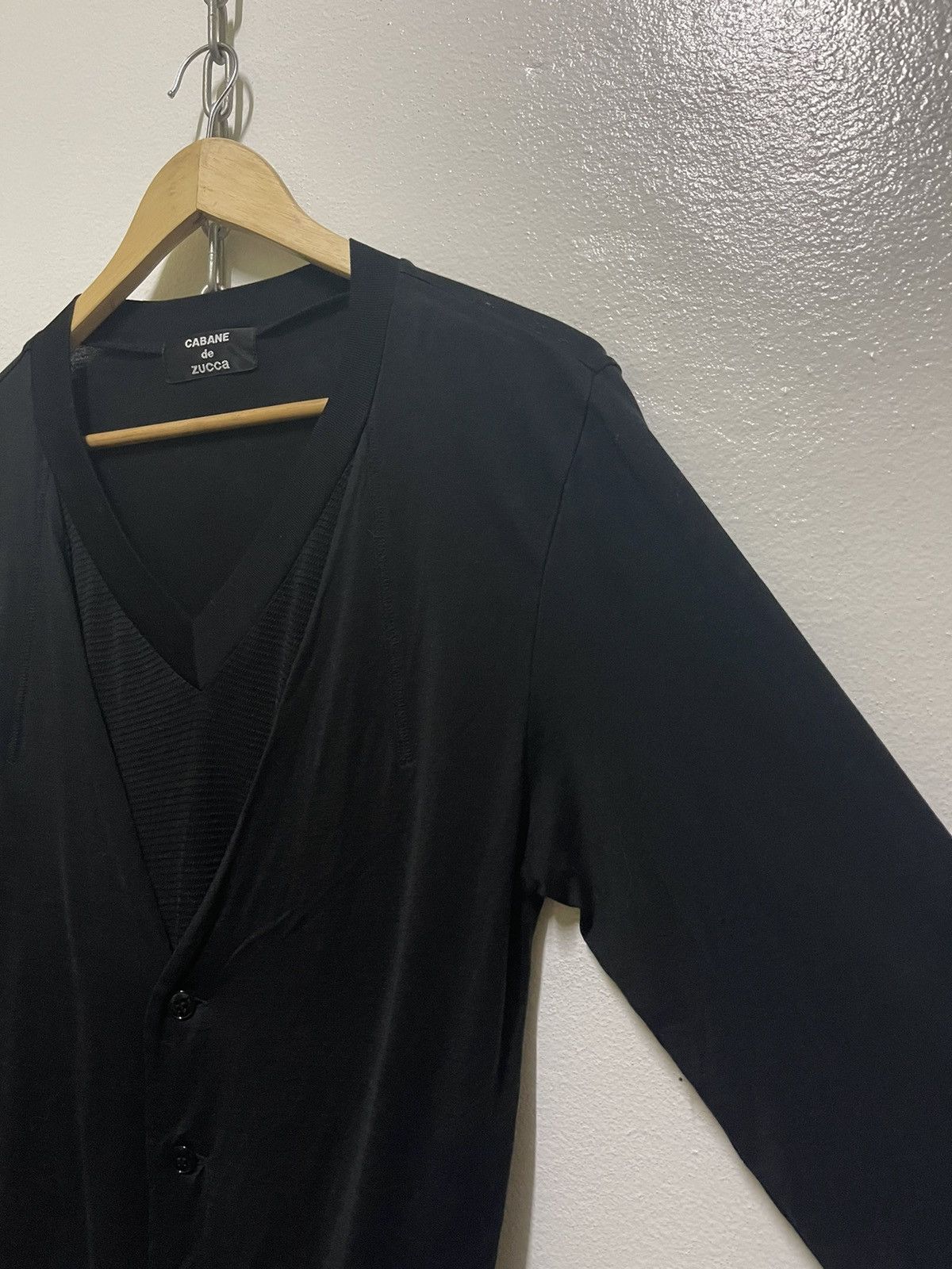 image of Avant Garde x Cabane De Zucca Issey Miyake X Cabane De Zucca Double Layer Cardigan in Black (Size M