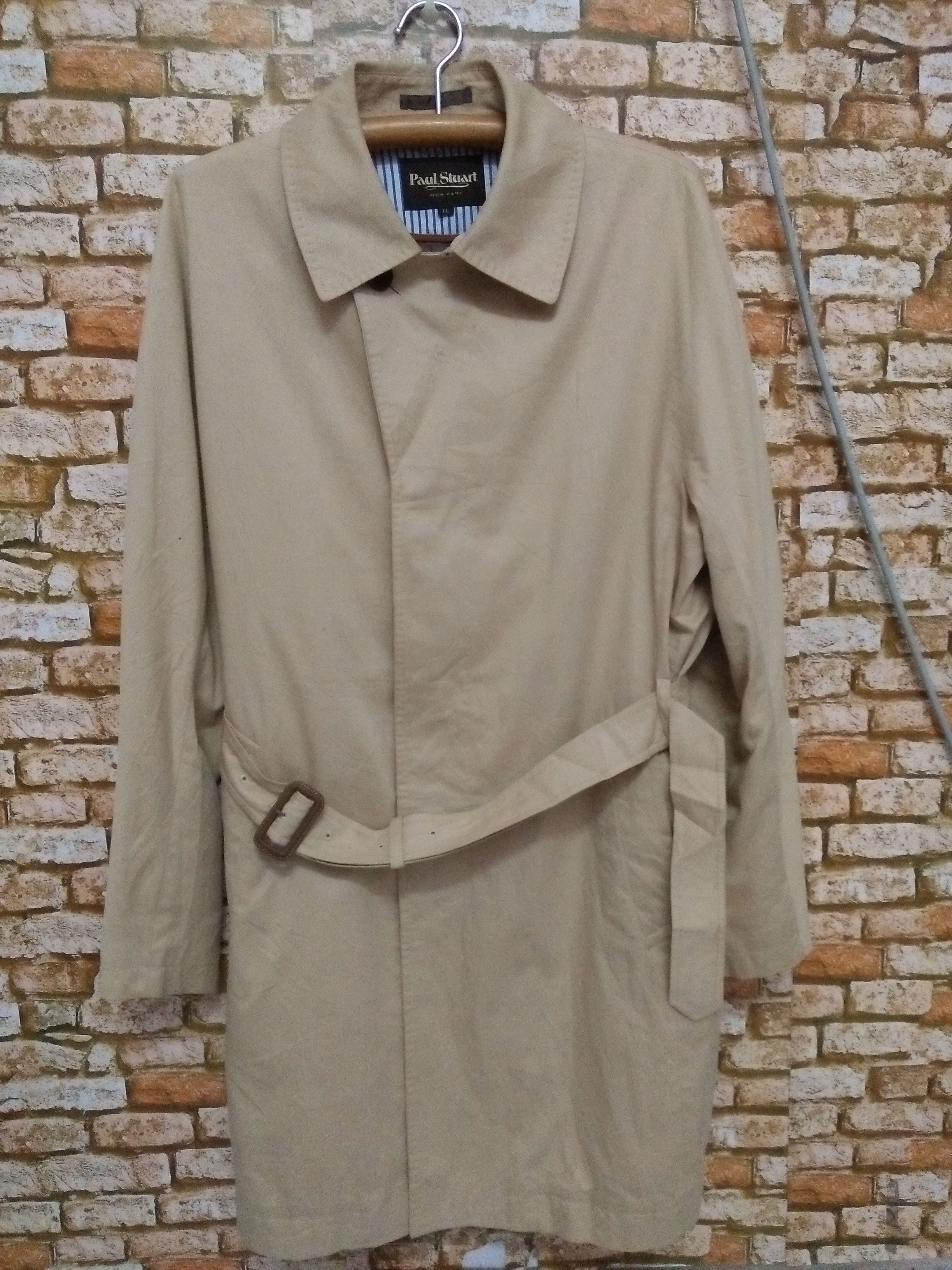 image of Paul Stuart Trench Long Coat Parkas (B19) in Dark Beige, Men's (Size Large)