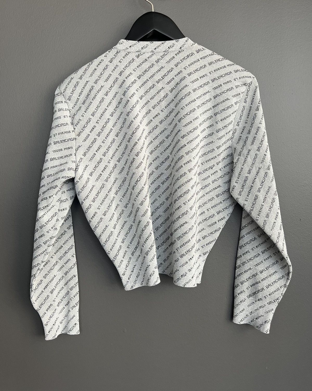 Balenciaga Balenciaga Silver All Over Logo Lurex Knit Crewneck Sweater Size S / US 4 / IT 40 - 3 Thumbnail