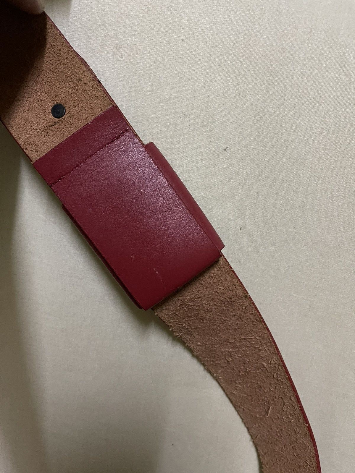 Karl Lagerfeld × Vintage Karl Lagerfeld Leather Belt Red Size ONE SIZE - 4 Thumbnail