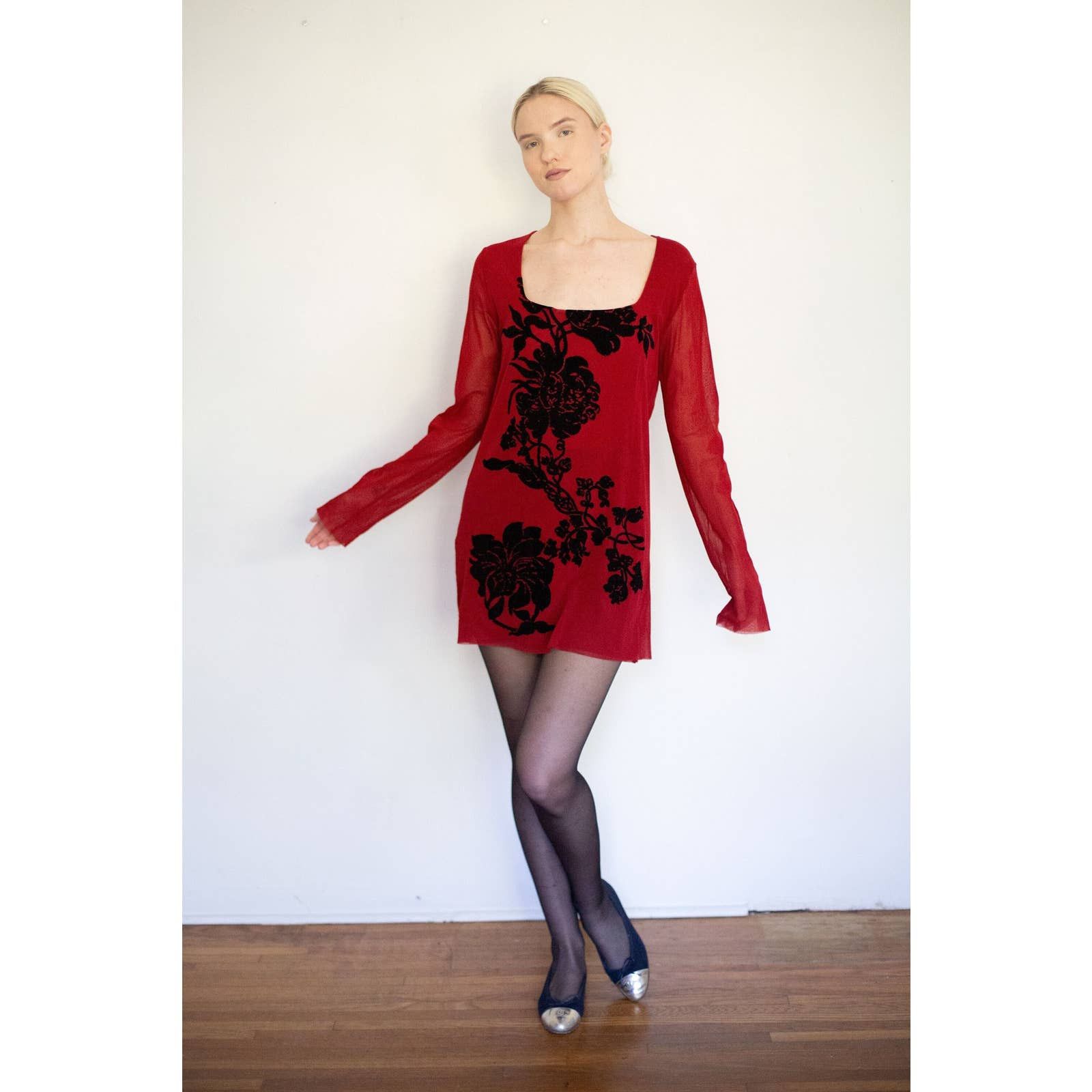 Vintage FUZZI Jean Paul Gaultier 1990s Floral Applique Dress