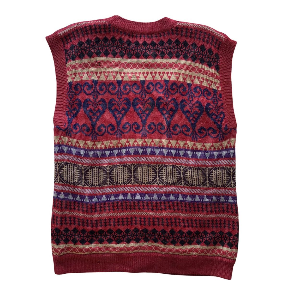 Japanese Brand Vintage 90's Knit Vest Coloured Native Art Quilted Lining Size US M / EU 48-50 / 2 - 5 Thumbnail