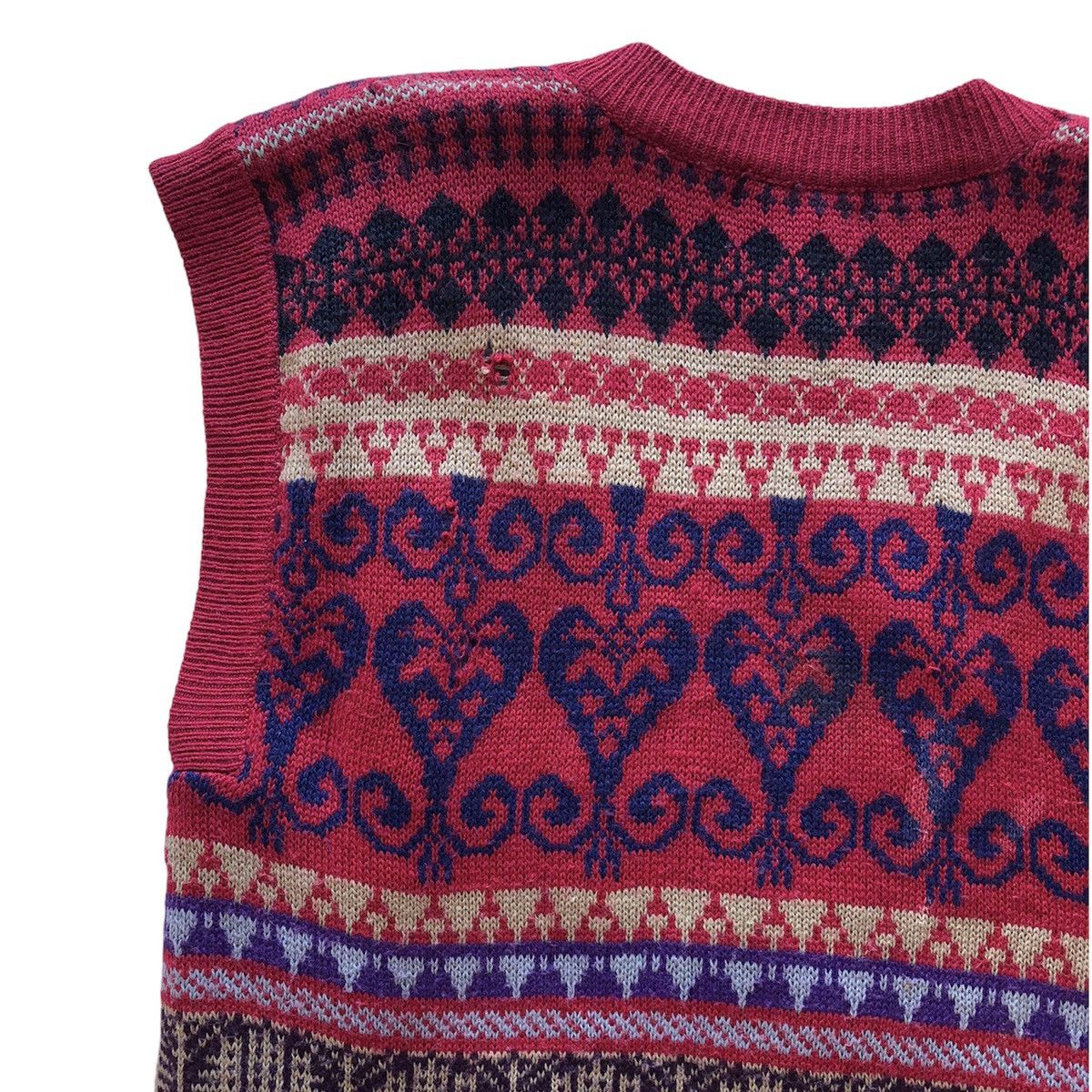 Japanese Brand Vintage 90's Knit Vest Coloured Native Art Quilted Lining Size US M / EU 48-50 / 2 - 6 Thumbnail